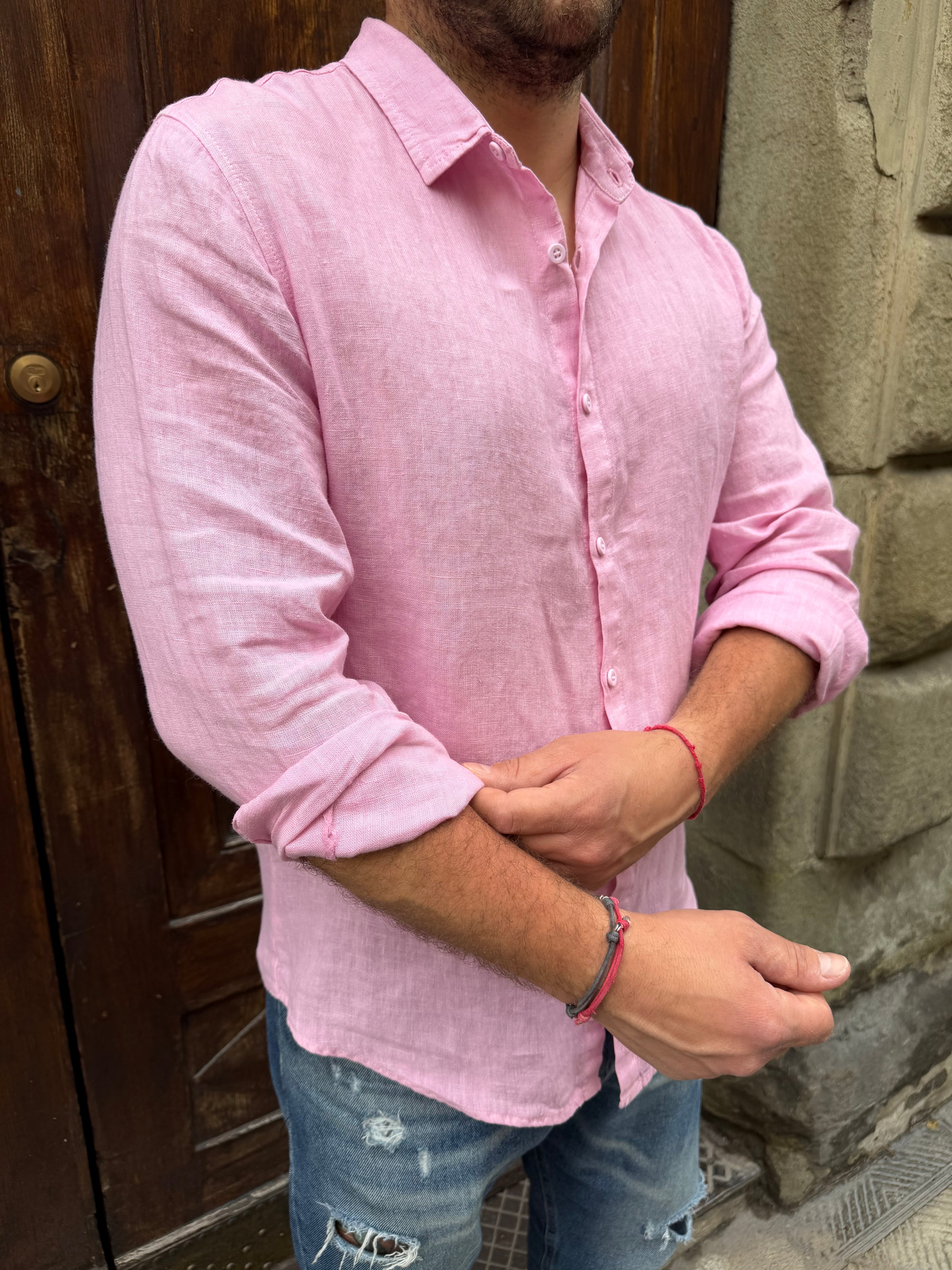 Camicia puro lino di 3.9 rosa