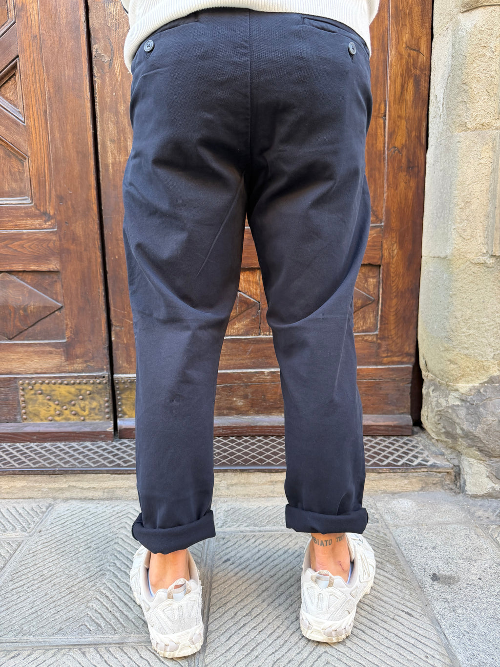 Chinos di Hamaki-Ho in piquet blu navy