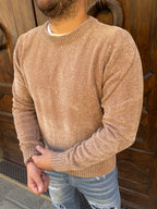 Maglione in ciniglia di Telamira biscotto