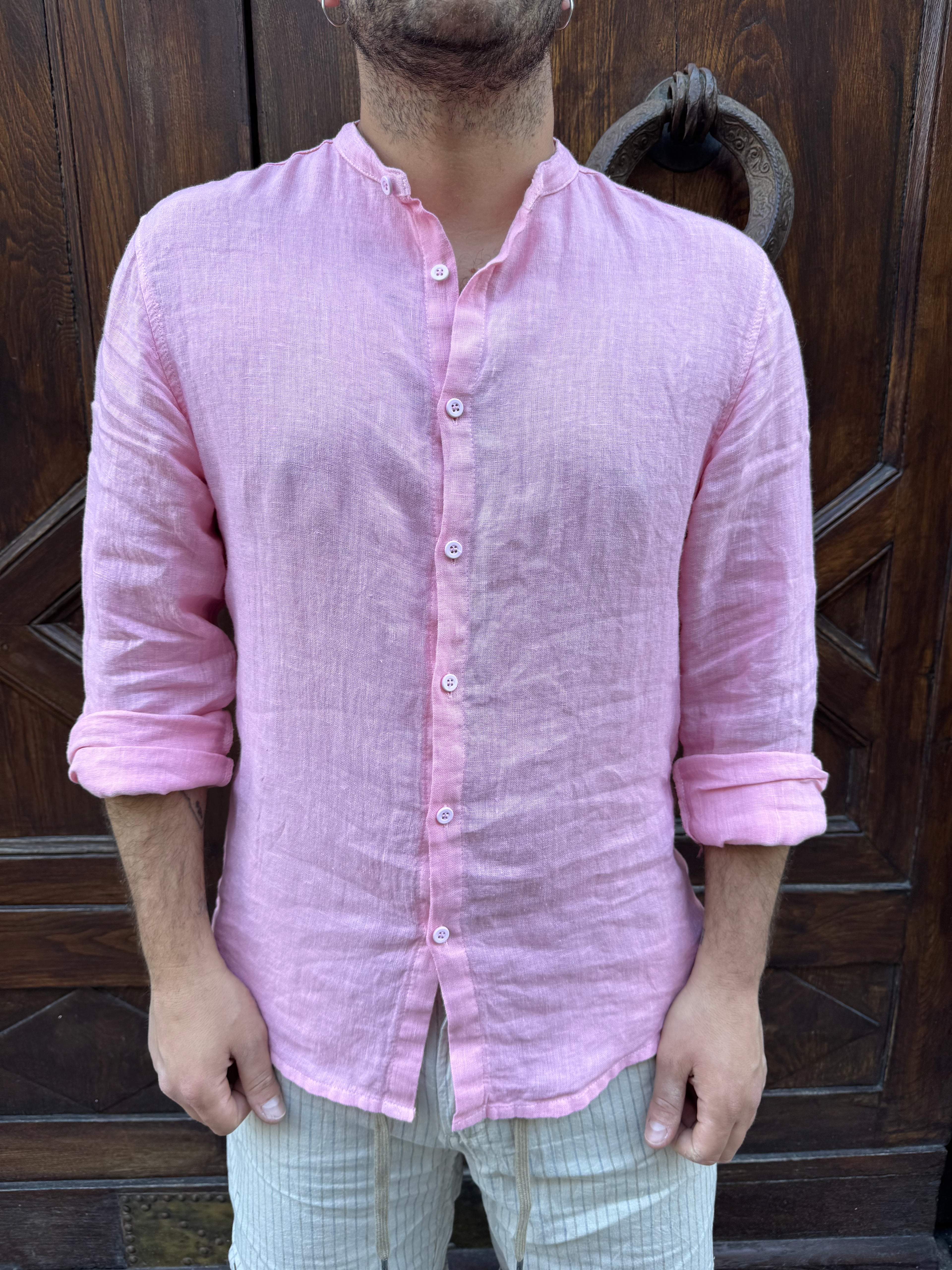 Camicia Roma puro lino rosa