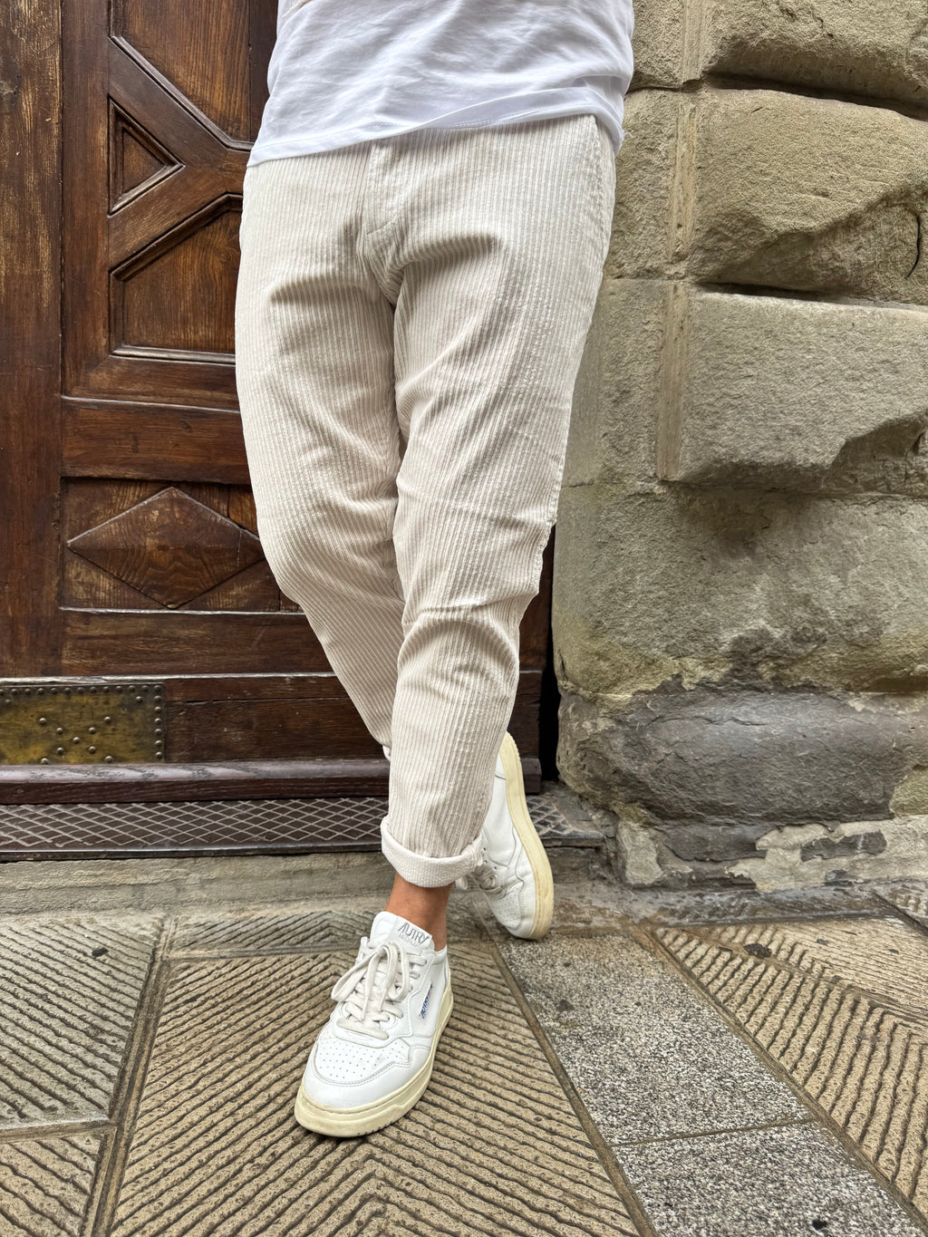 Pantalone Velluto Rocciatore di Telamira panna