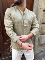 Camicia di Tréz in puro lino verde
