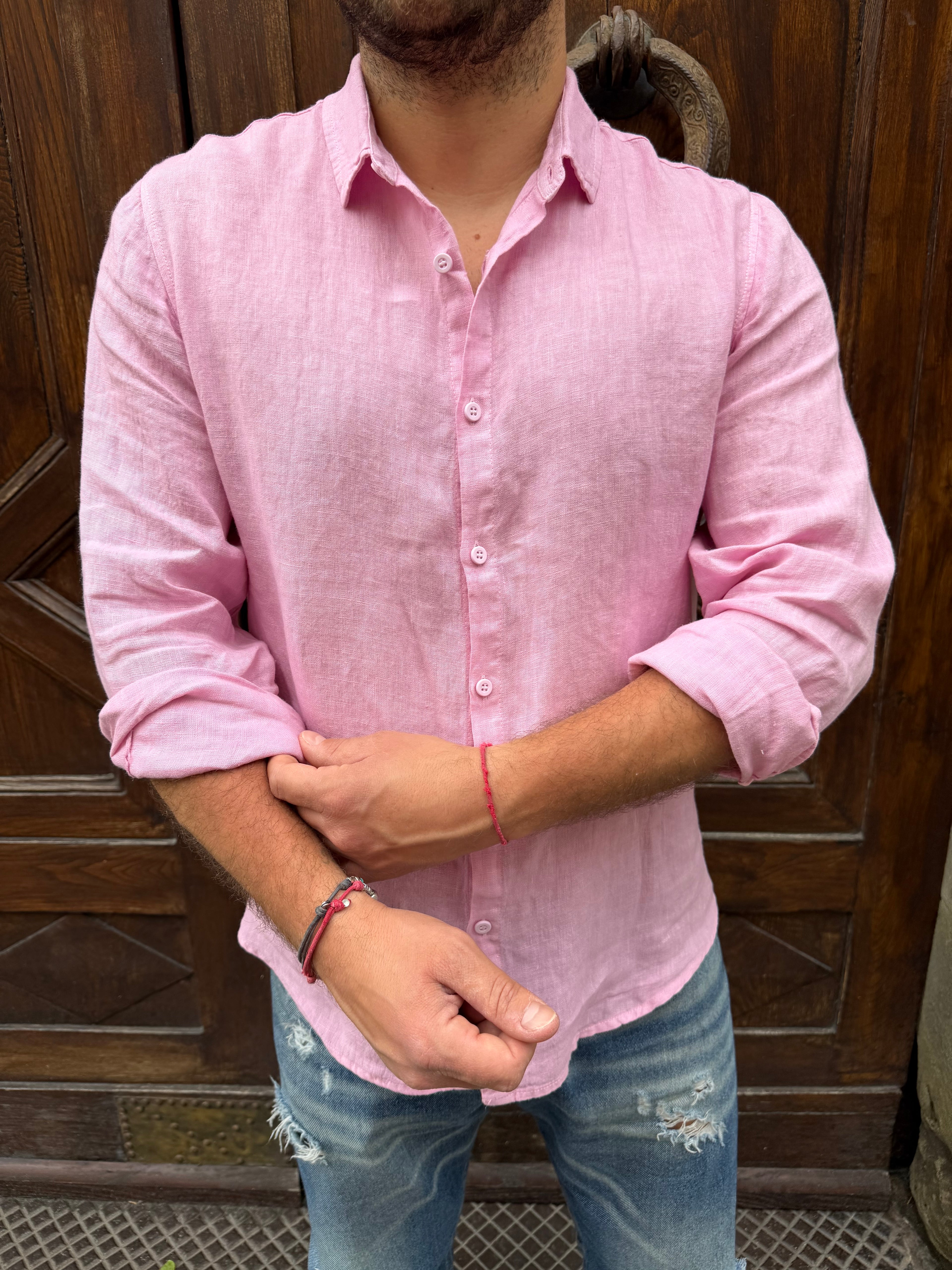 Camicia puro lino di 3.9 rosa