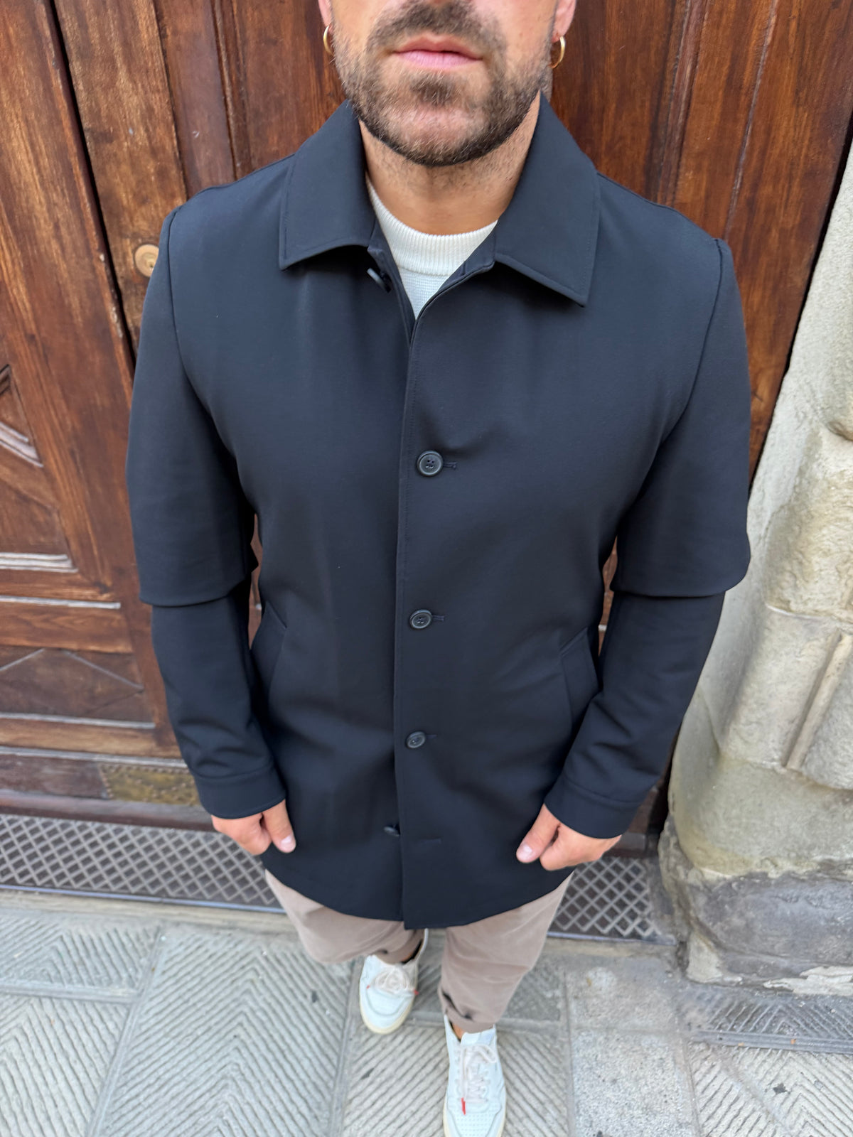 Trench di Hamaki-Ho blu navy