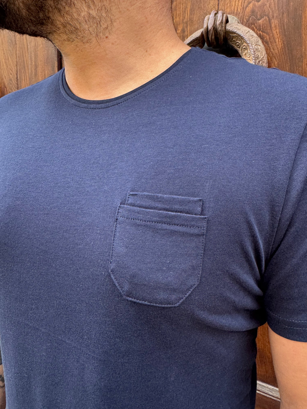 T-shirt taschino di Tréz blu