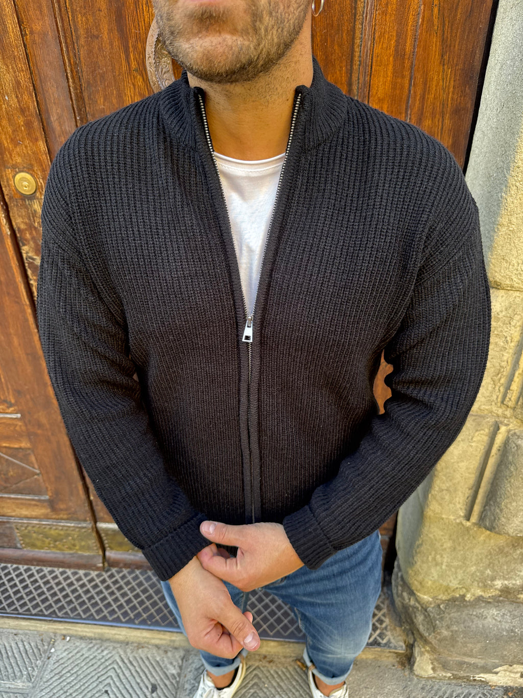 Cardigan Zip di Hamaki-Ho nero