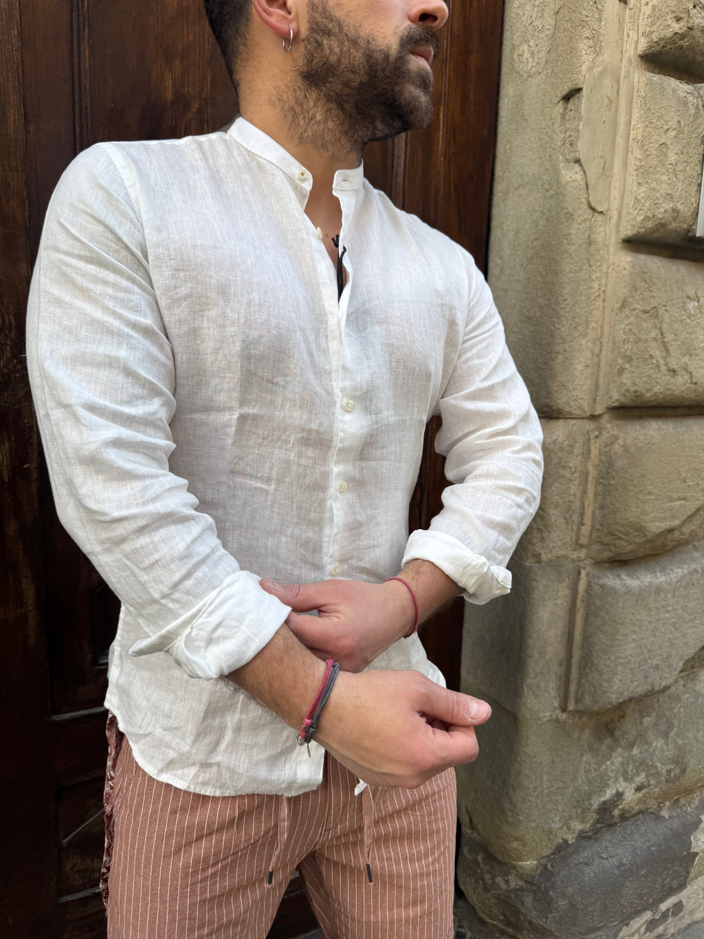 Camicia di Tréz in puro lino bianca