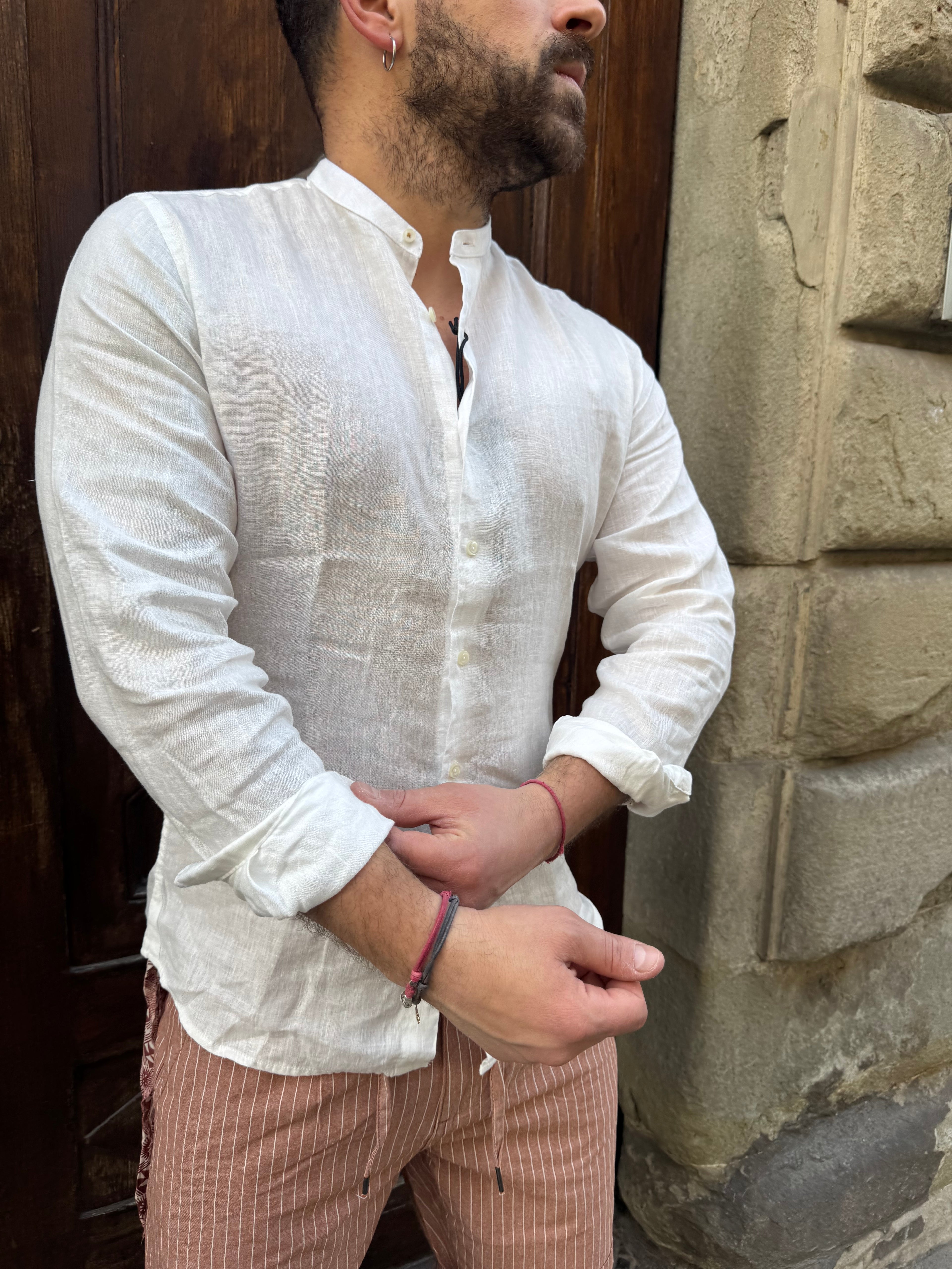 Camicia di Tréz in puro lino bianca