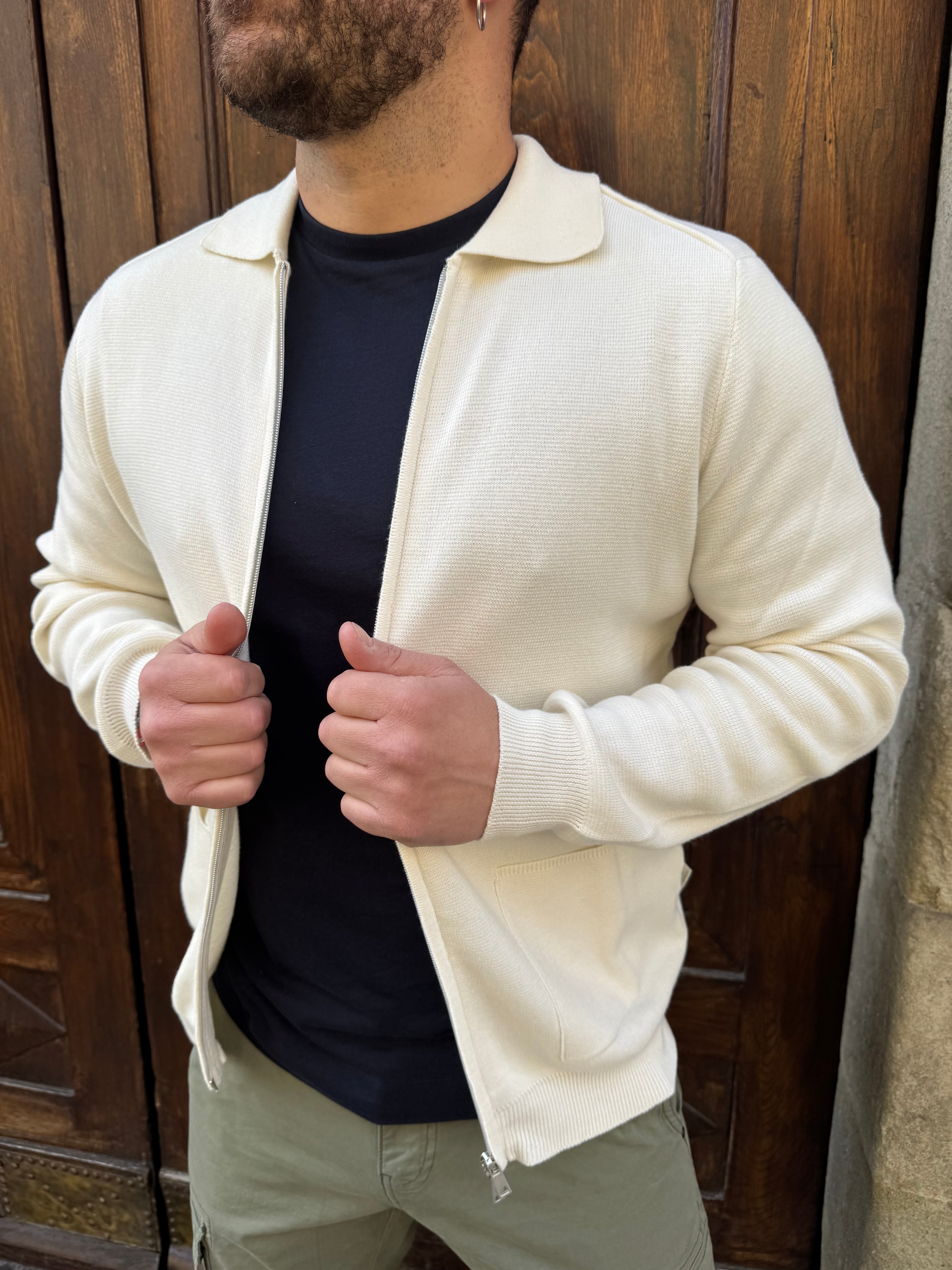 Cardigan Zip di Hamaki-Ho panna