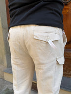 Pantalone cargo in lino di Hamaki-Ho sabbia