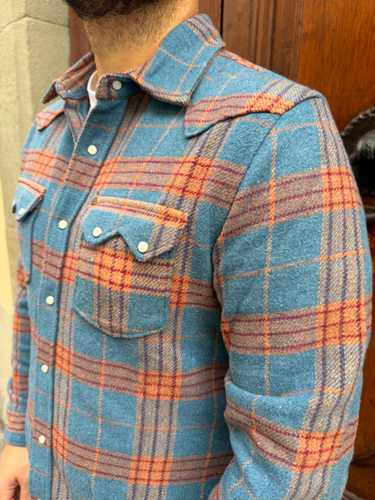 Camicia Pont in flanella a quadri petrolio