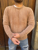 Maglione in ciniglia di Telamira biscotto