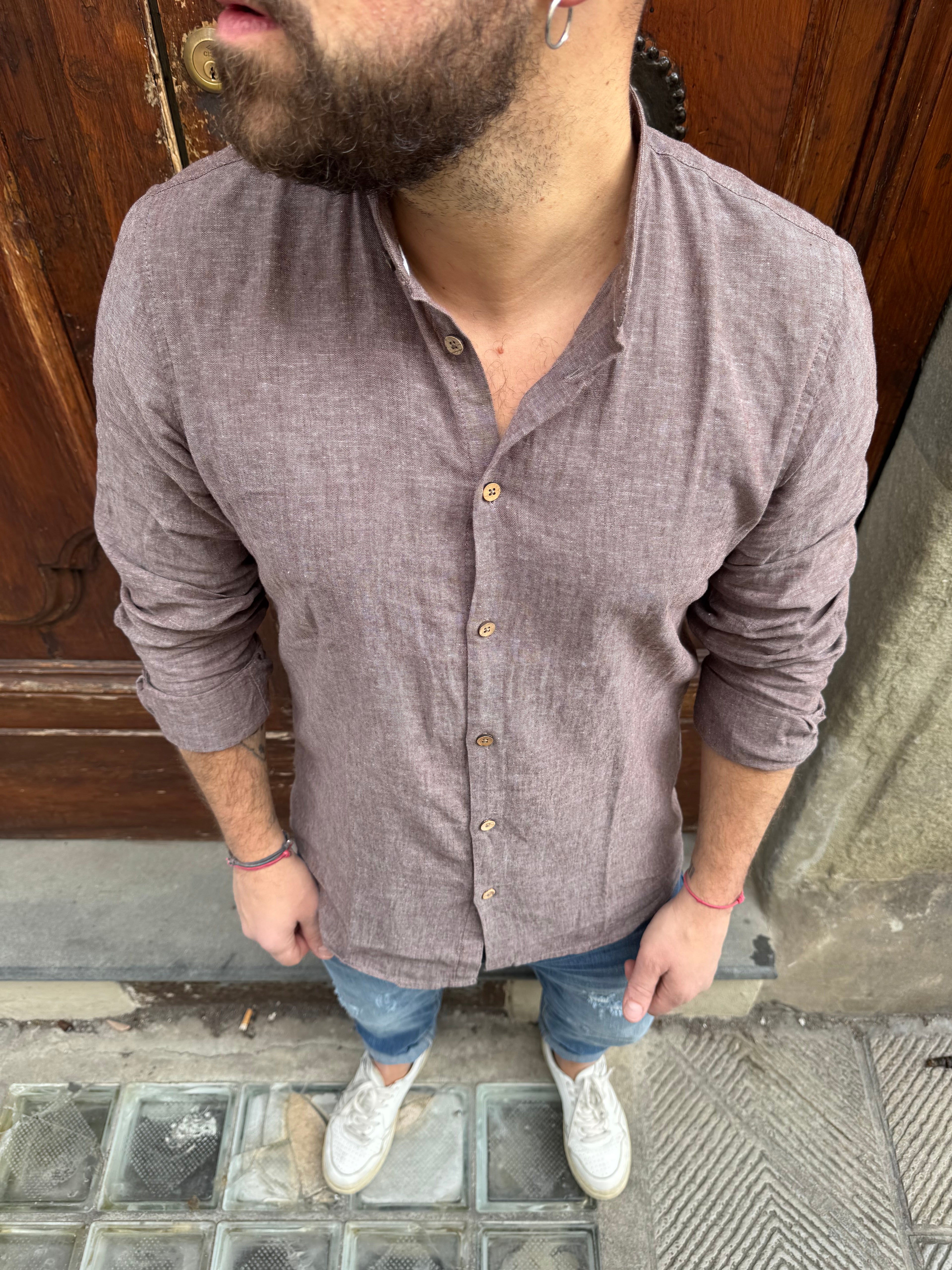 Camicia Lino coreana di Hamaki-Ho moro