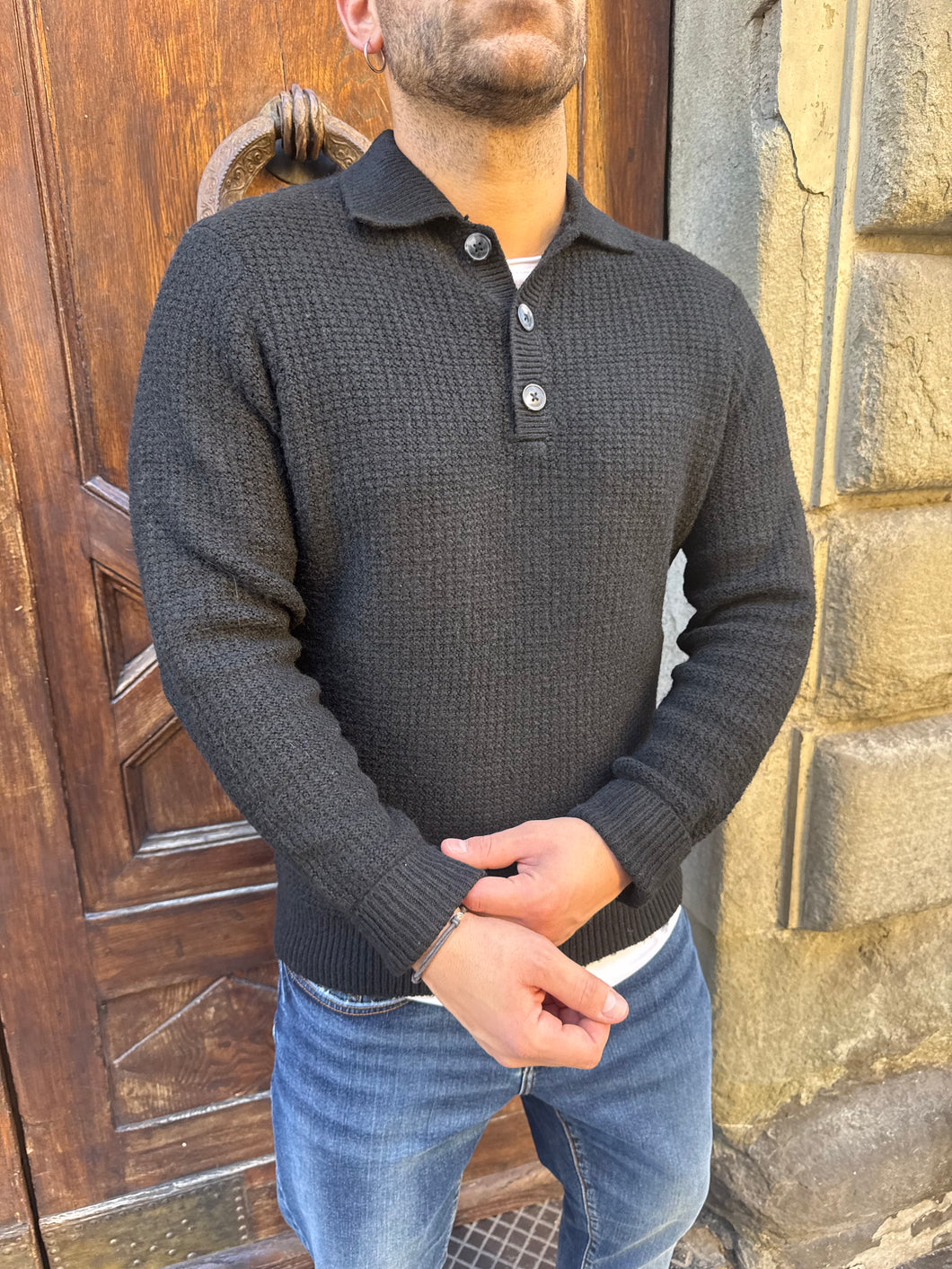 Maglioncino Polo di Hamaki nero