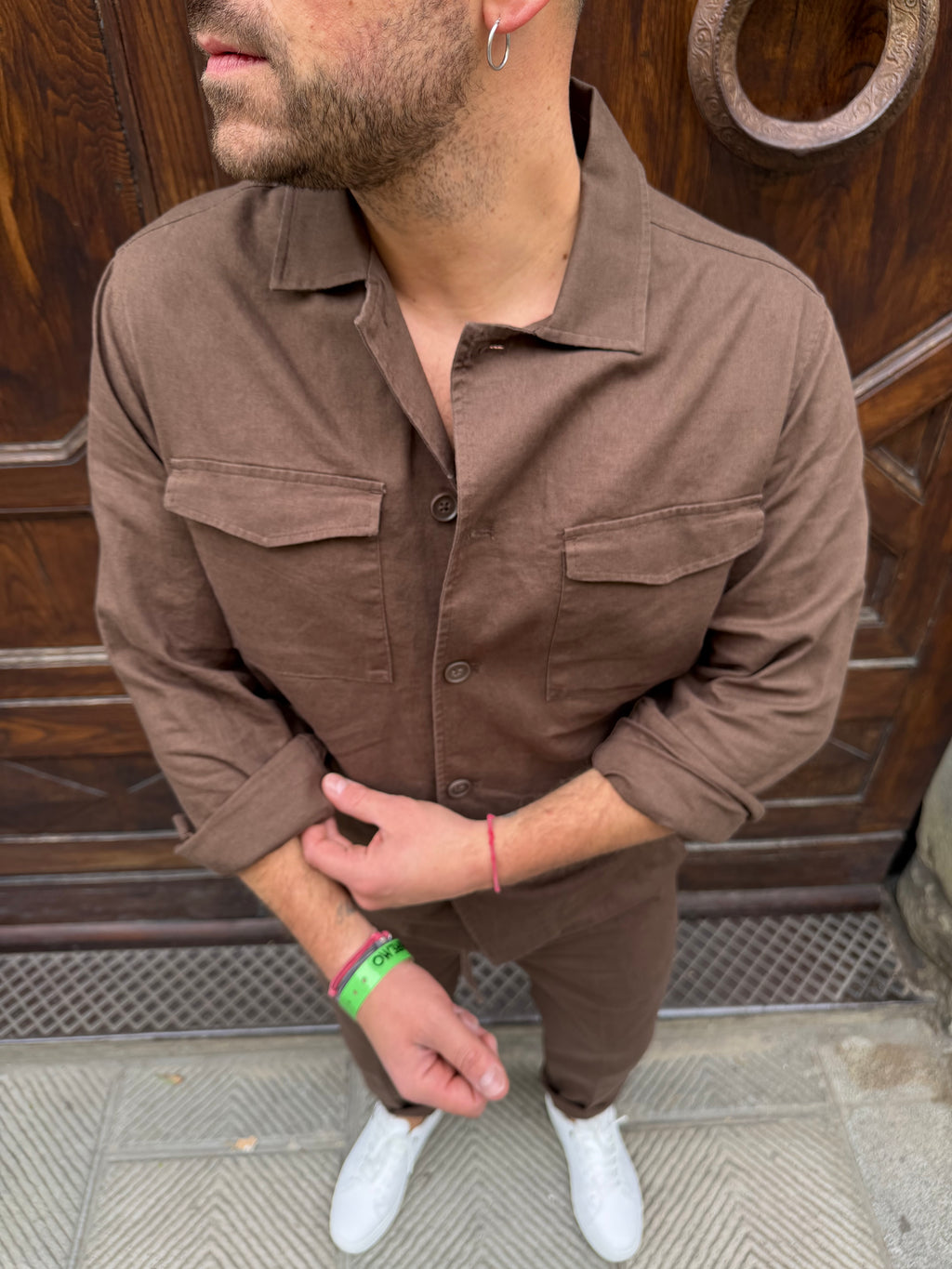 Camicia coordinato Hamaki-Ho in lino cioccolata