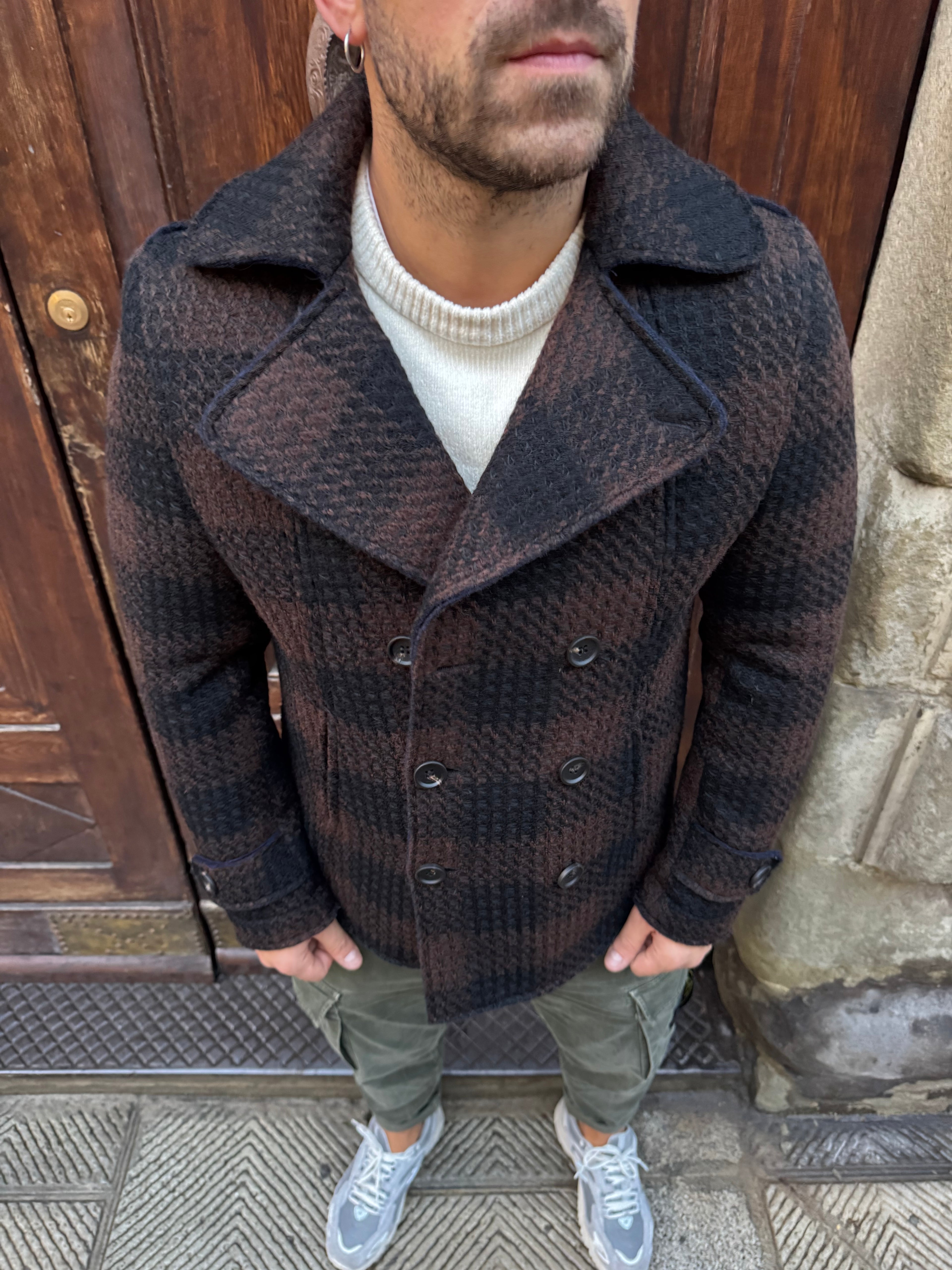 Peacoat a quadri di 3.9