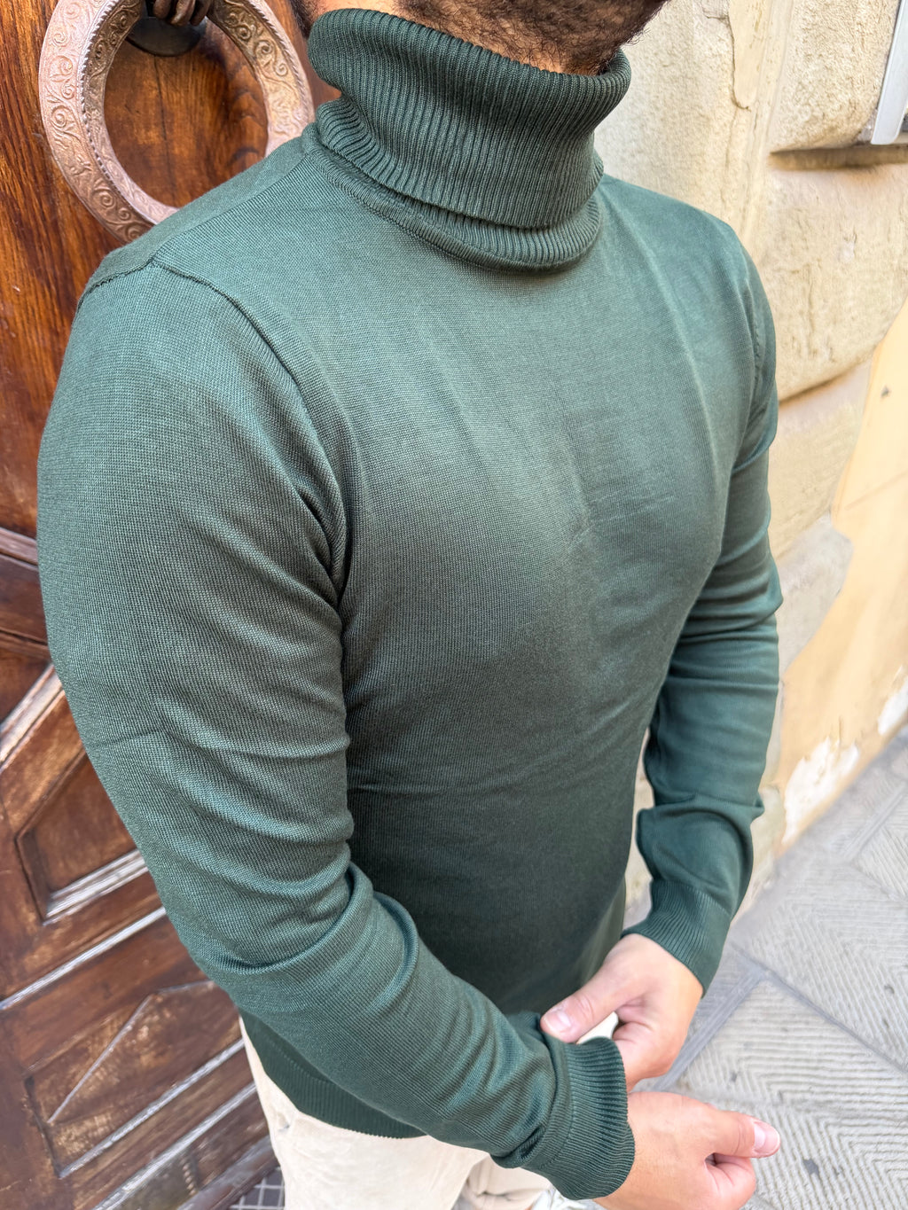 Maglioncino Dolcevita di Telamira verde bosco