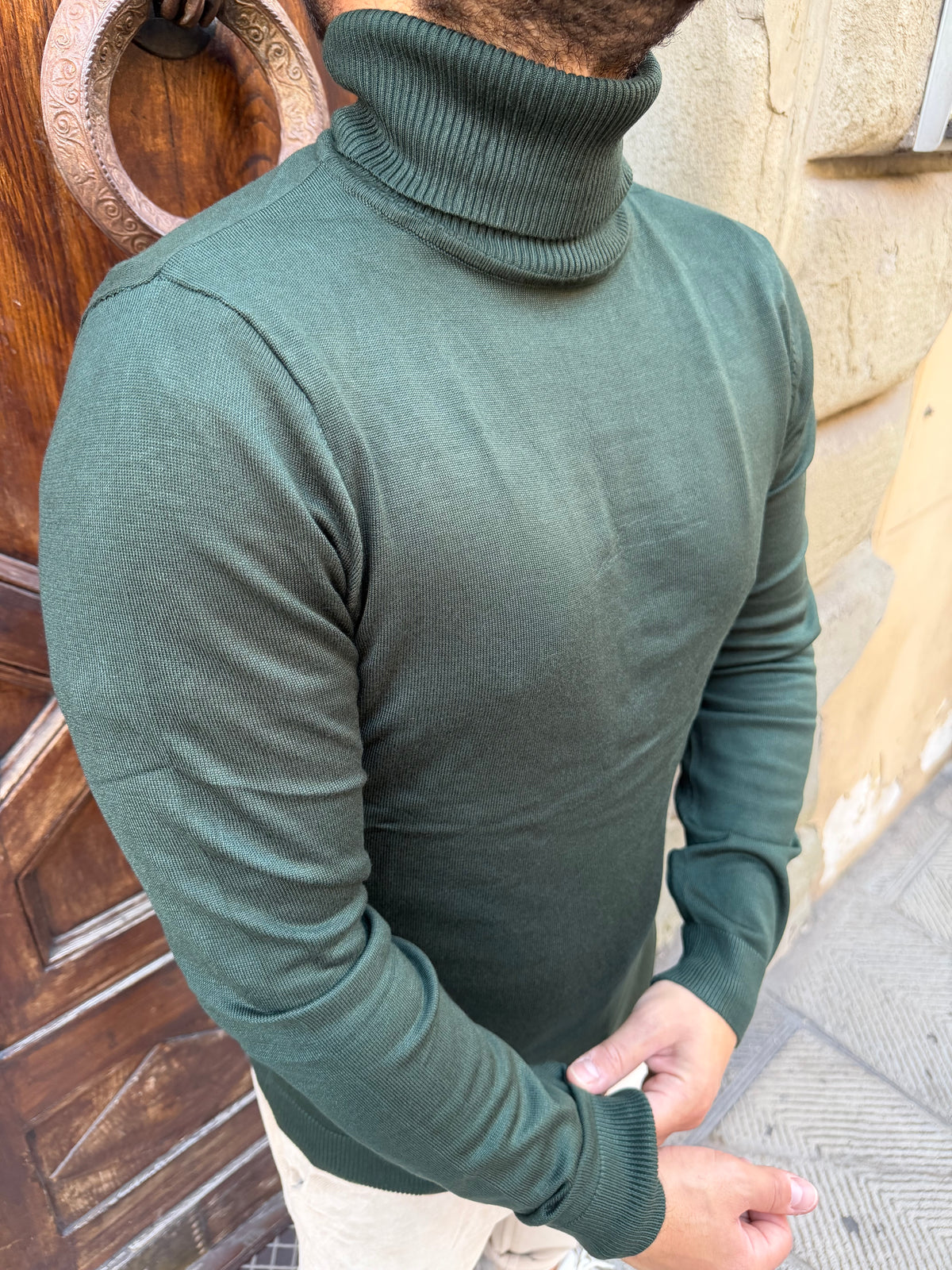 Maglioncino Dolcevita di Telamira verde bosco
