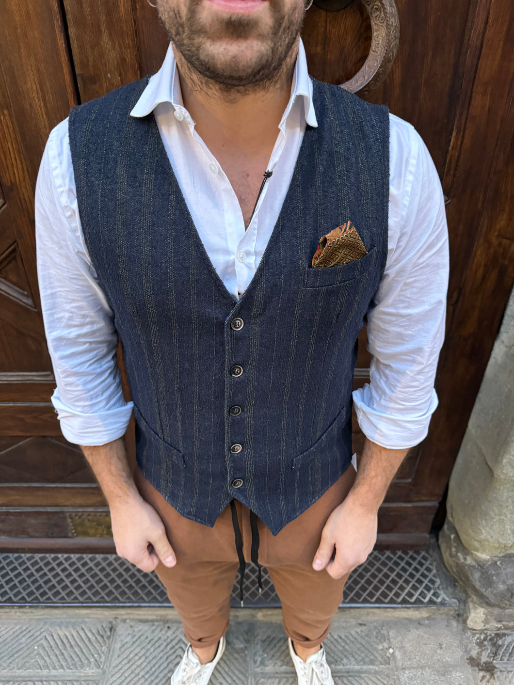 Gilet Gessato Blu di 3.9