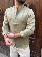 Camicia di Tréz in puro lino verde