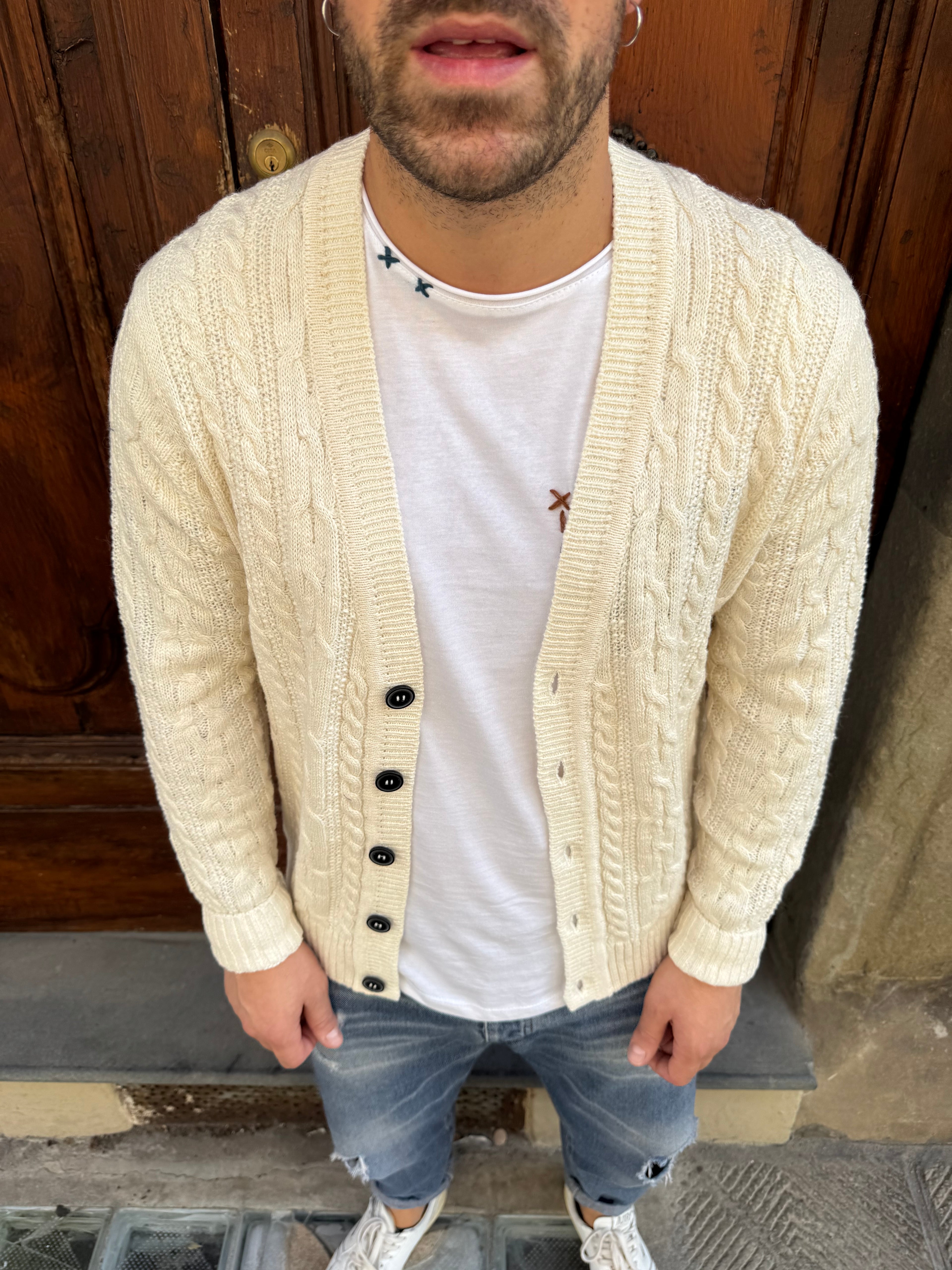 Cardigan Treccia di Hamaki-Ho panna