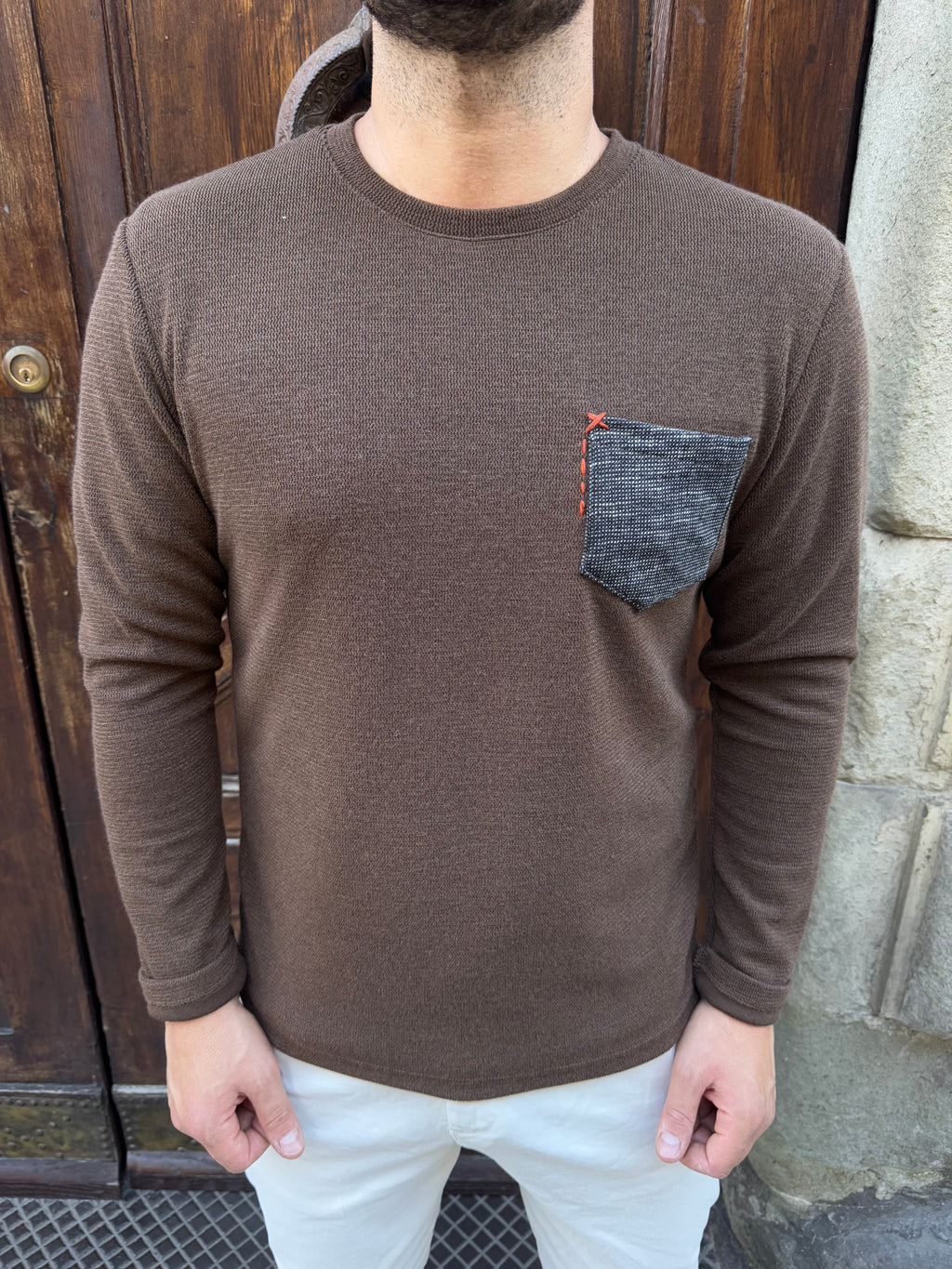 Maglioncino Jannik con taschino tabacco