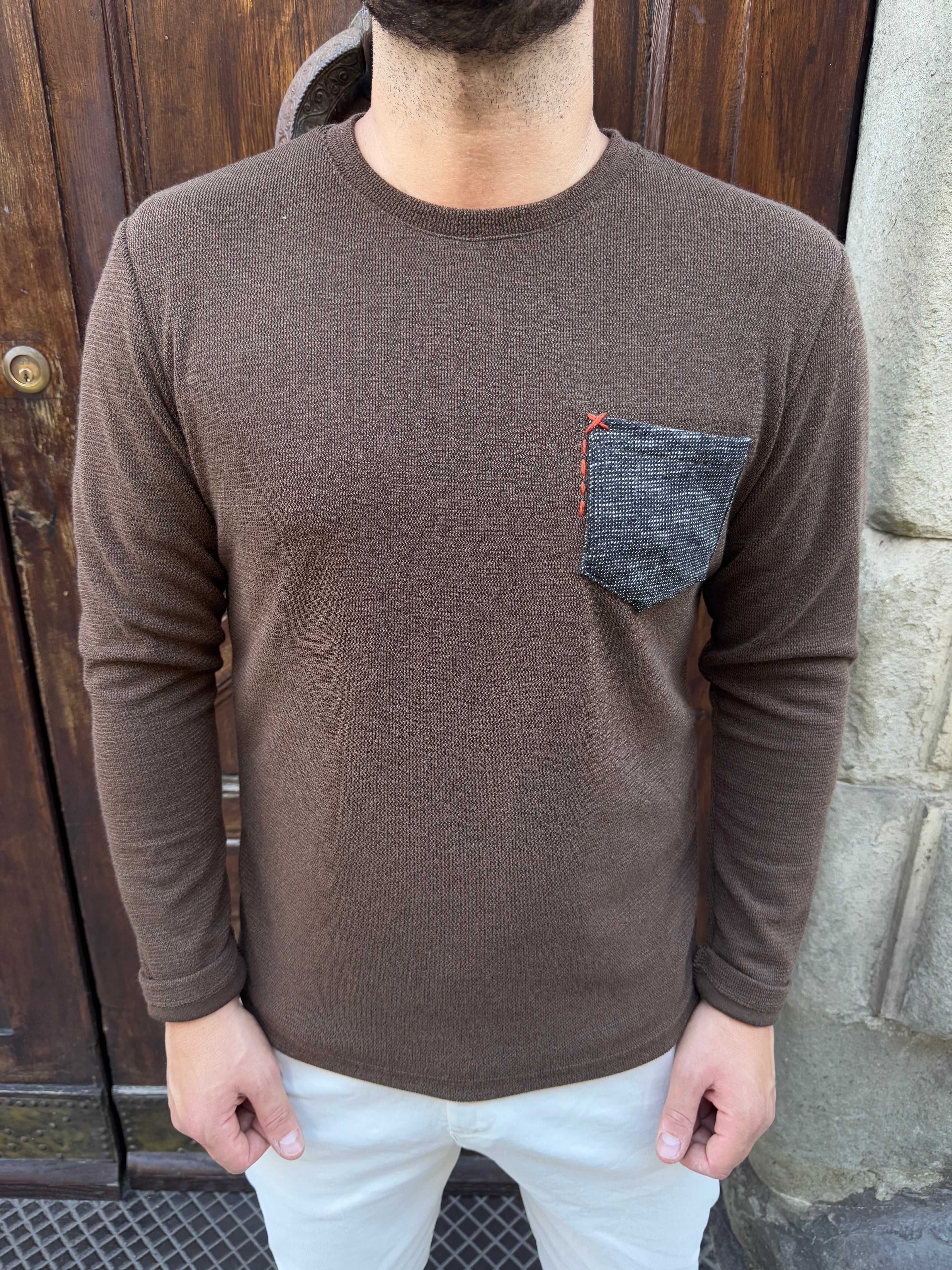 Maglioncino Jannik con taschino tabacco