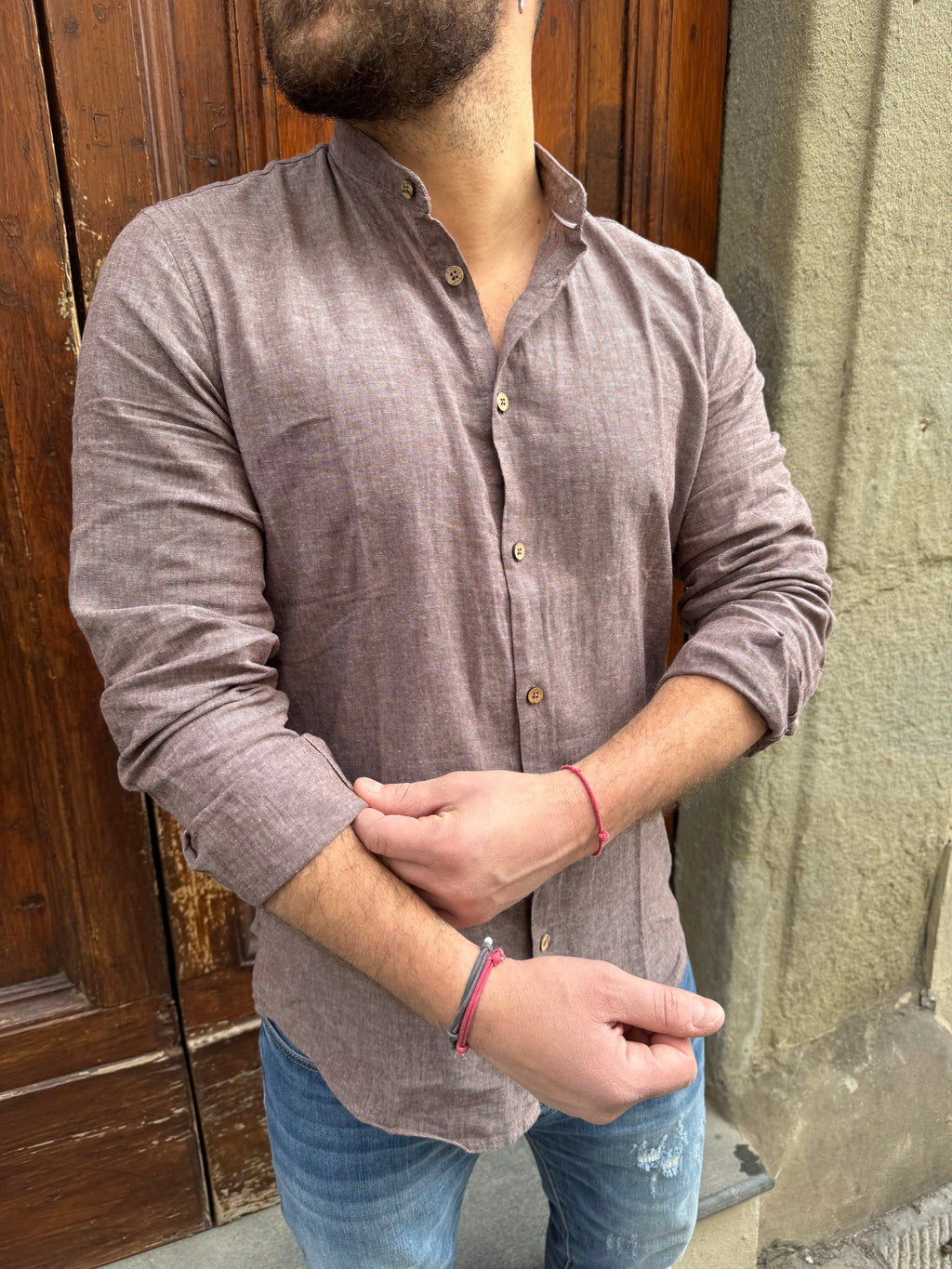 Camicia Lino coreana di Hamaki-Ho moro