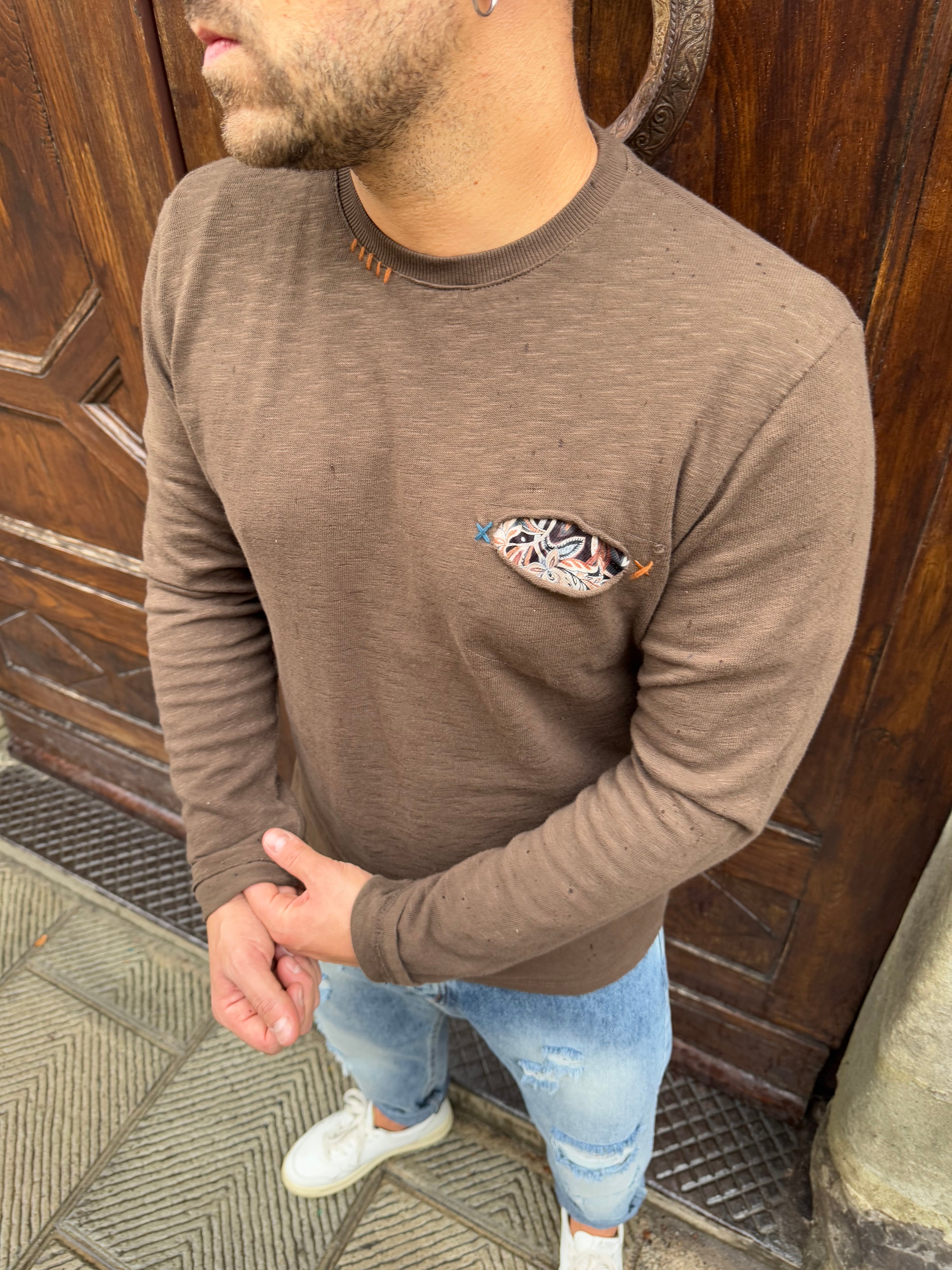 Maglioncino Diego con taschino tabacco