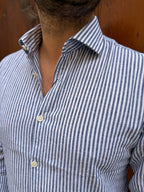 Camicia Bastoncino in lino blu