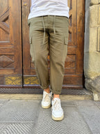 Pantalone Cargo lino di Hamaki-ho verde