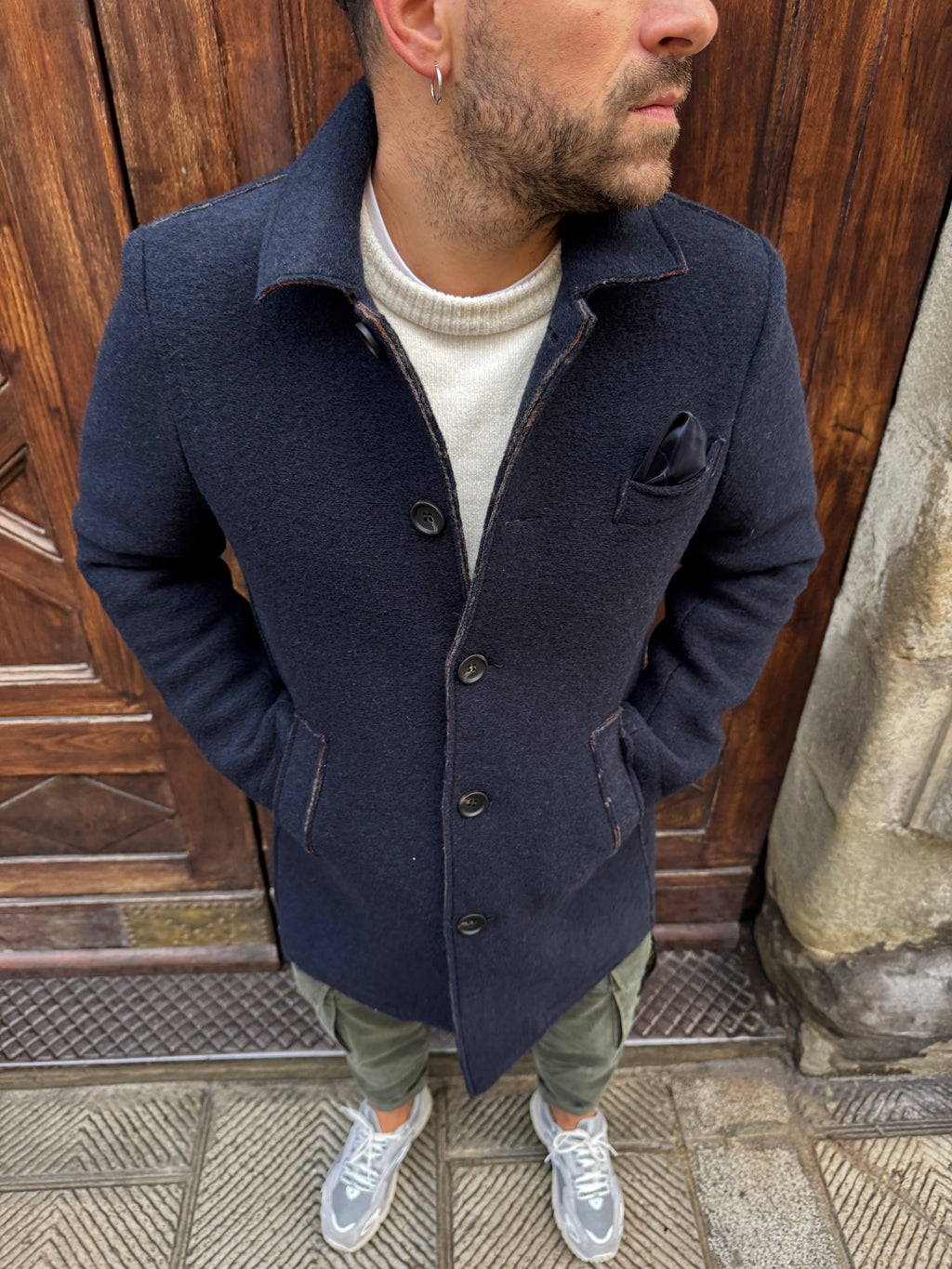 Cappotto James Blu lana cotta