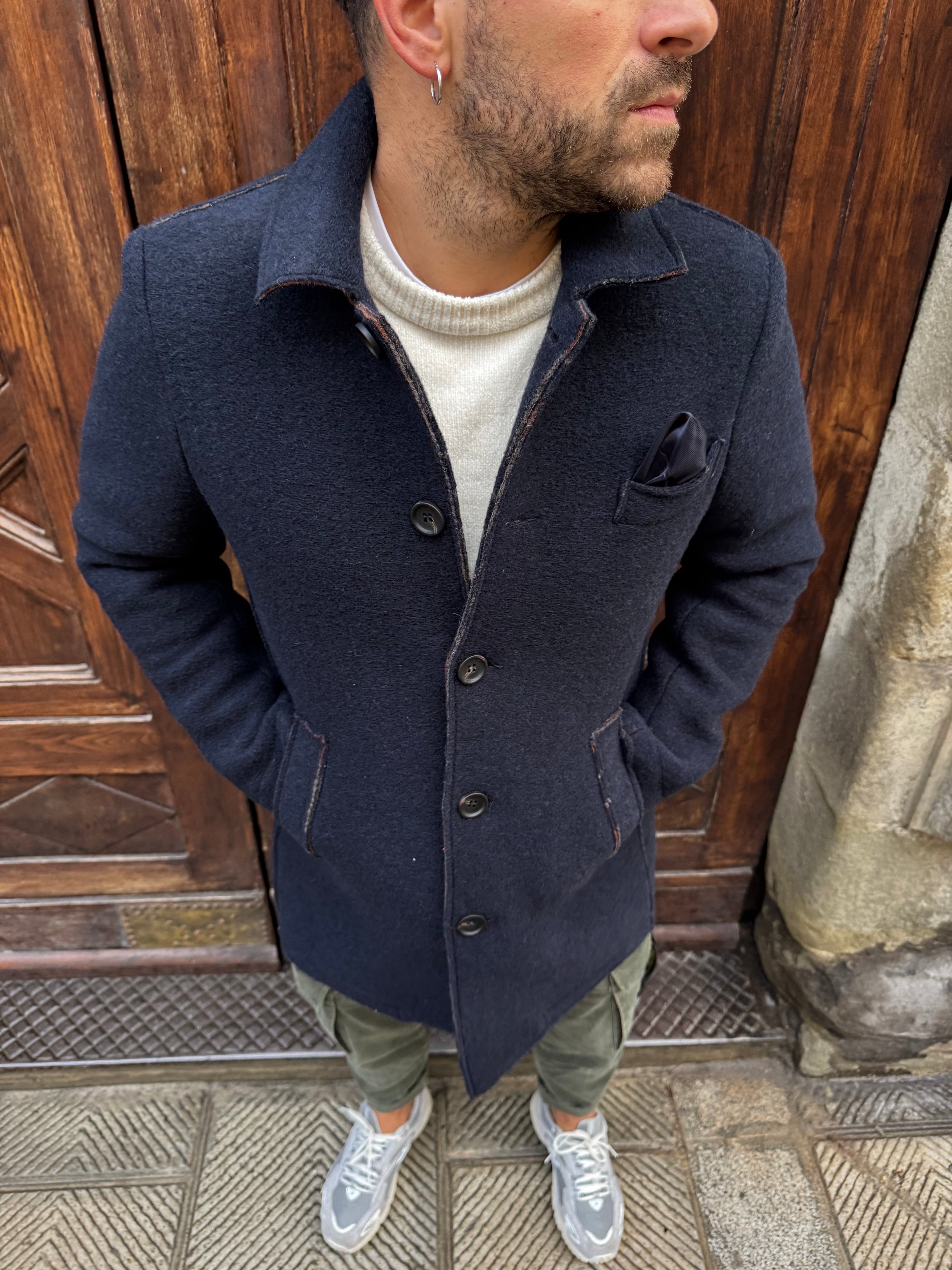 Cappotto James Blu lana cotta