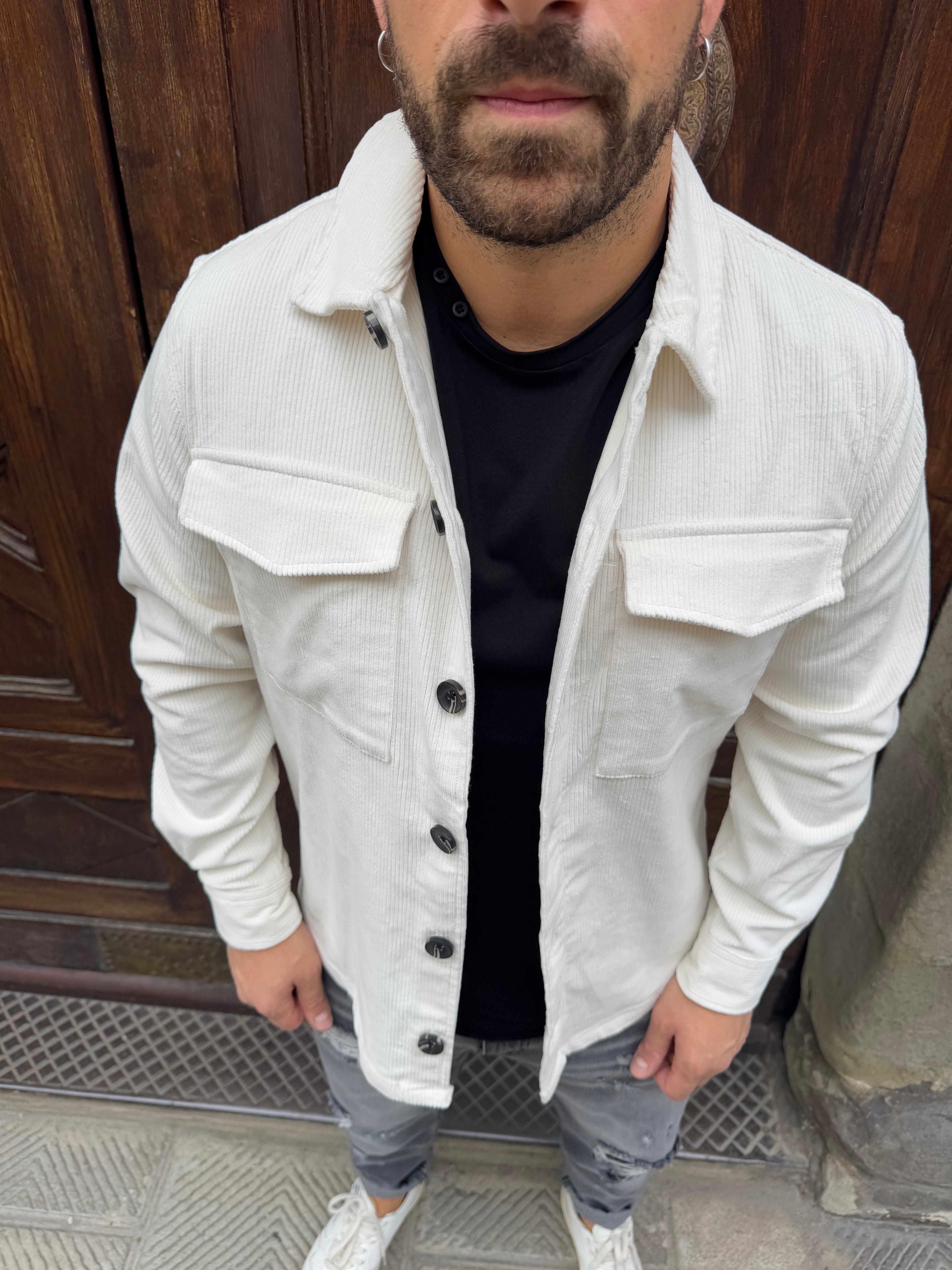 Giacca/ camicia OVER di Hamaki-Ho in velluto panna