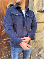 Camicia maxi velluto di Petrol Ind. blu.