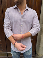 Camicia Bastoncino in lino moro