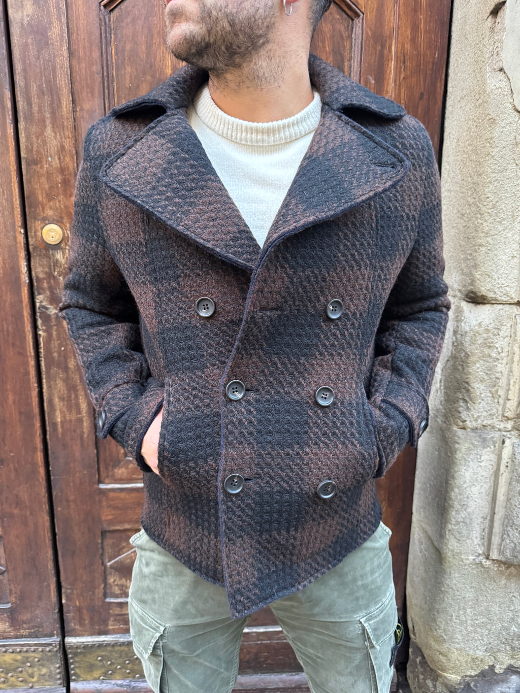 Peacoat a quadri di 3.9