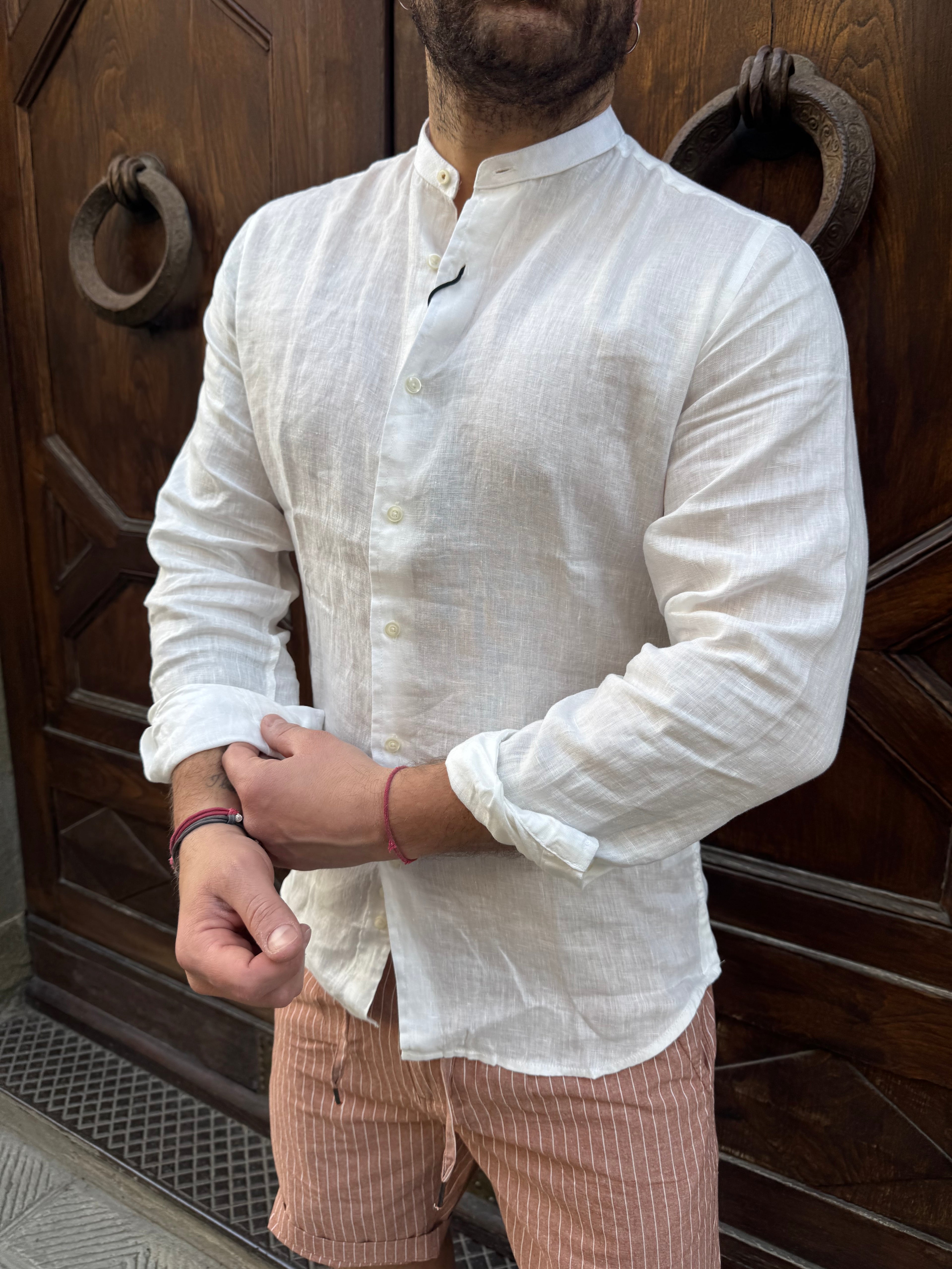 Camicia di Tréz in puro lino bianca