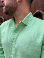Camicia puro lino di 3.9 verde rucola