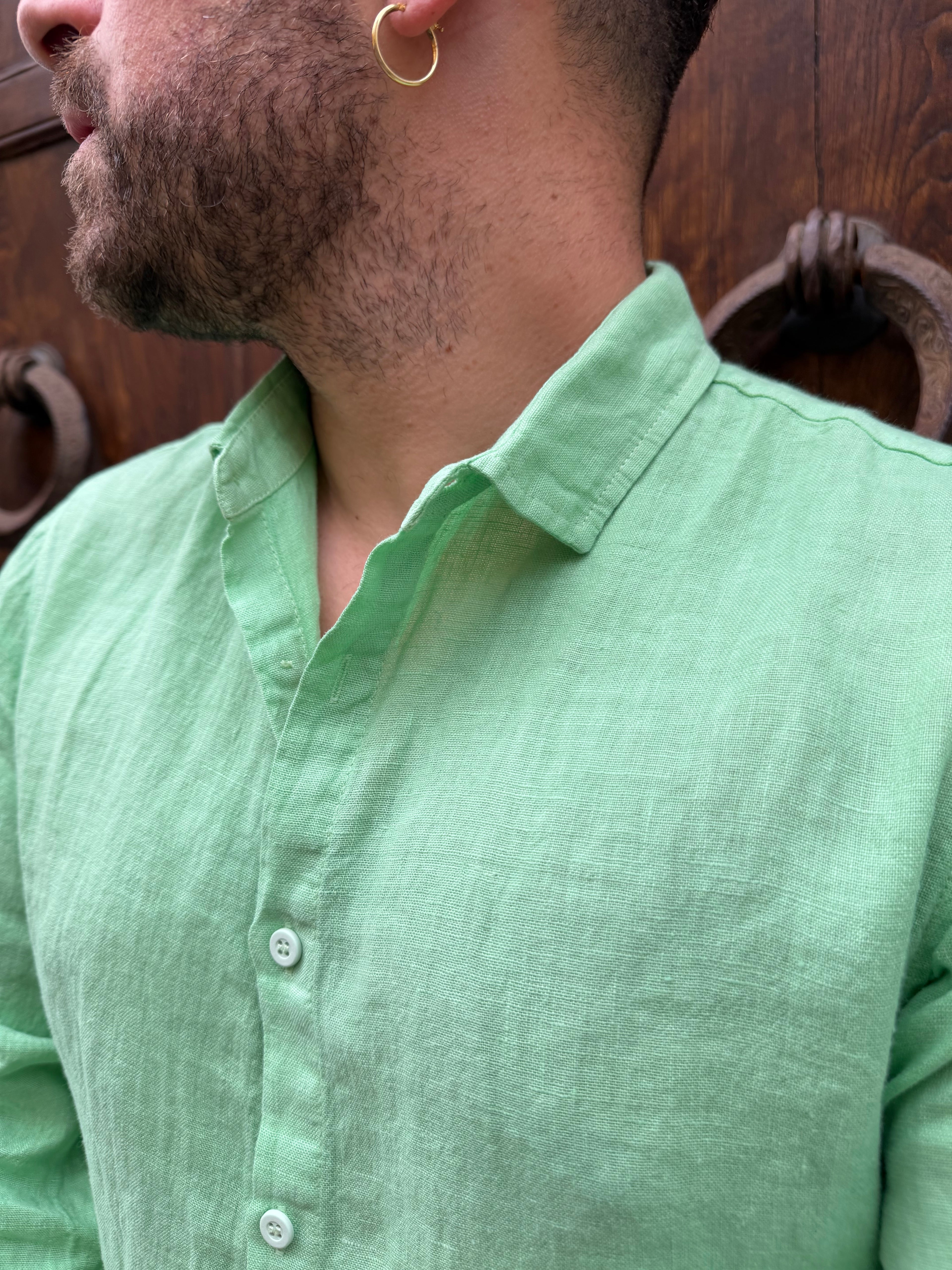 Camicia puro lino di 3.9 verde rucola