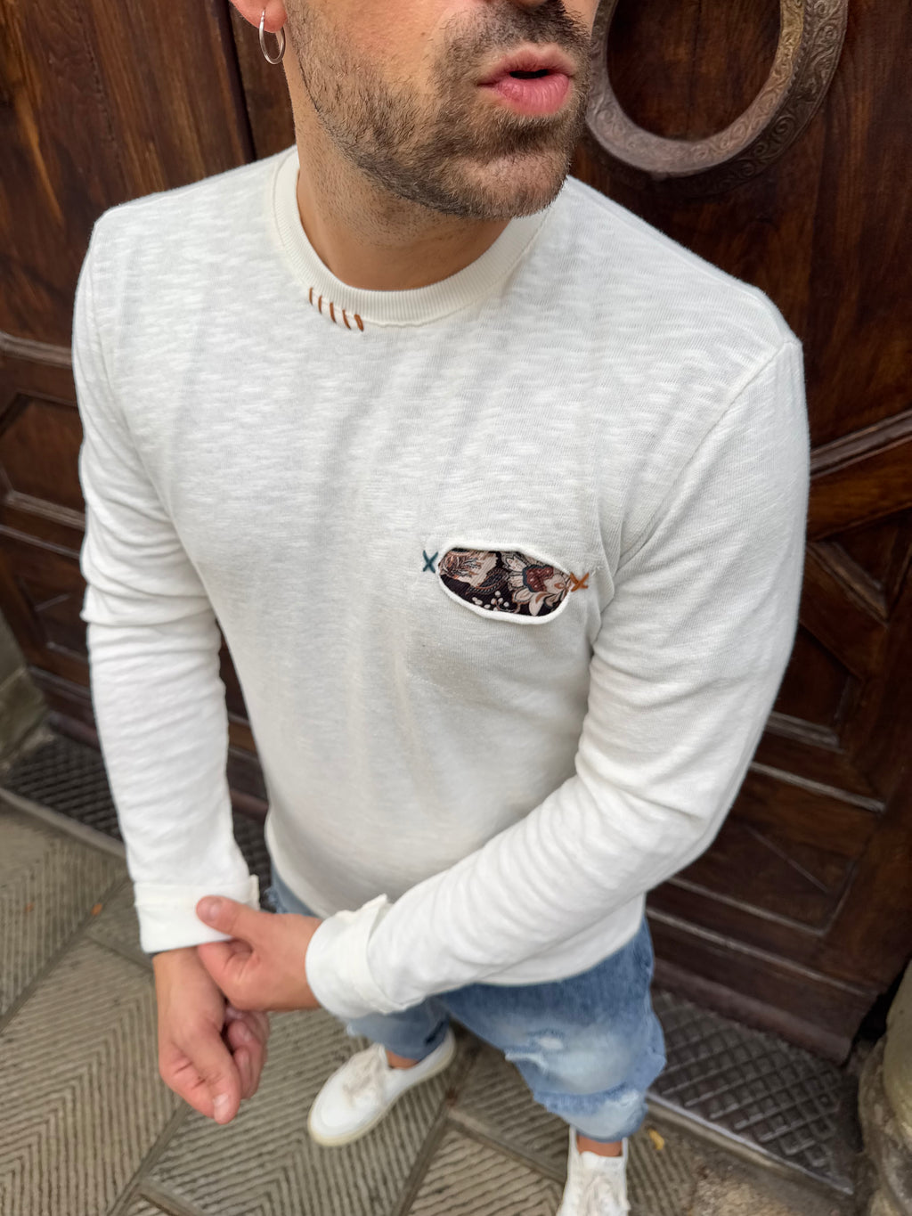 Maglioncino Diego con taschino panna