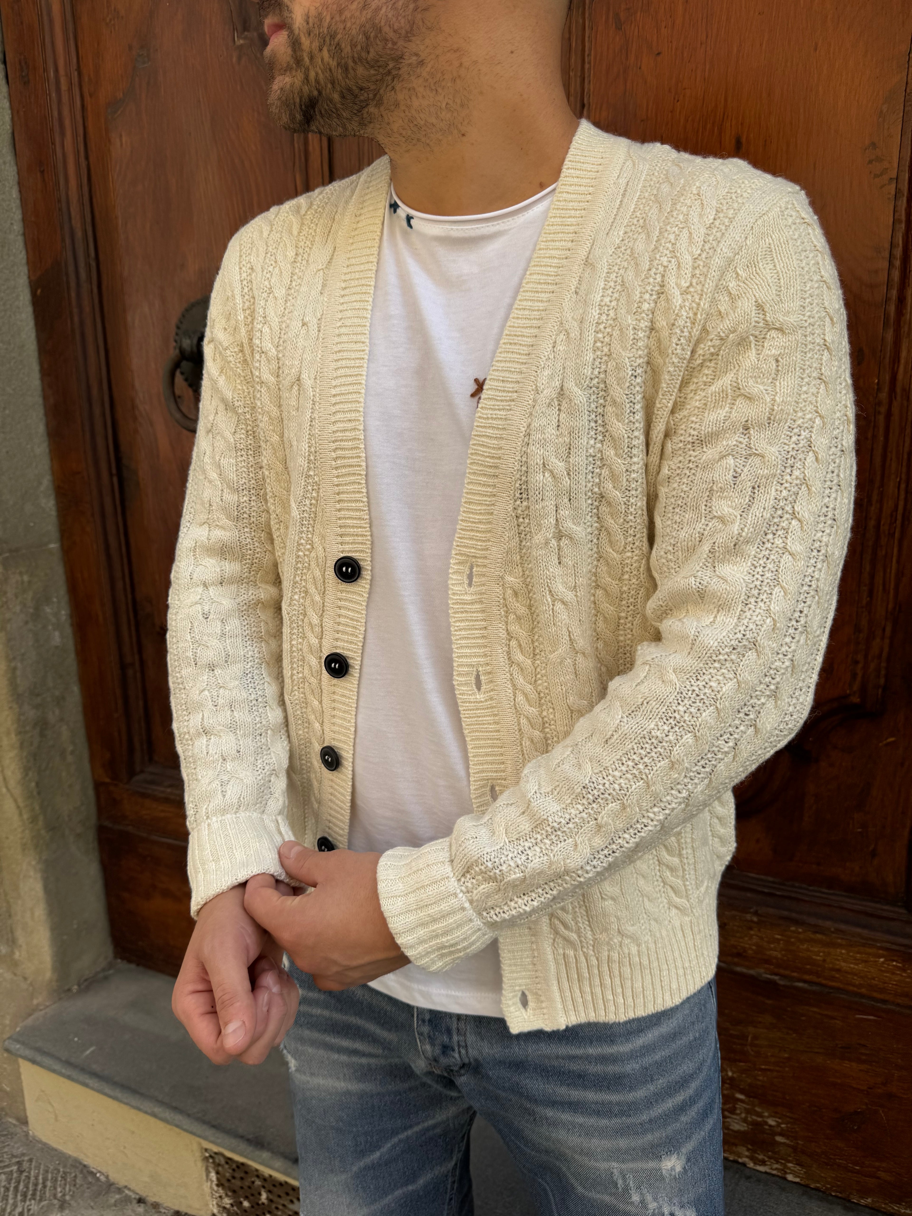 Cardigan Treccia di Hamaki-Ho panna