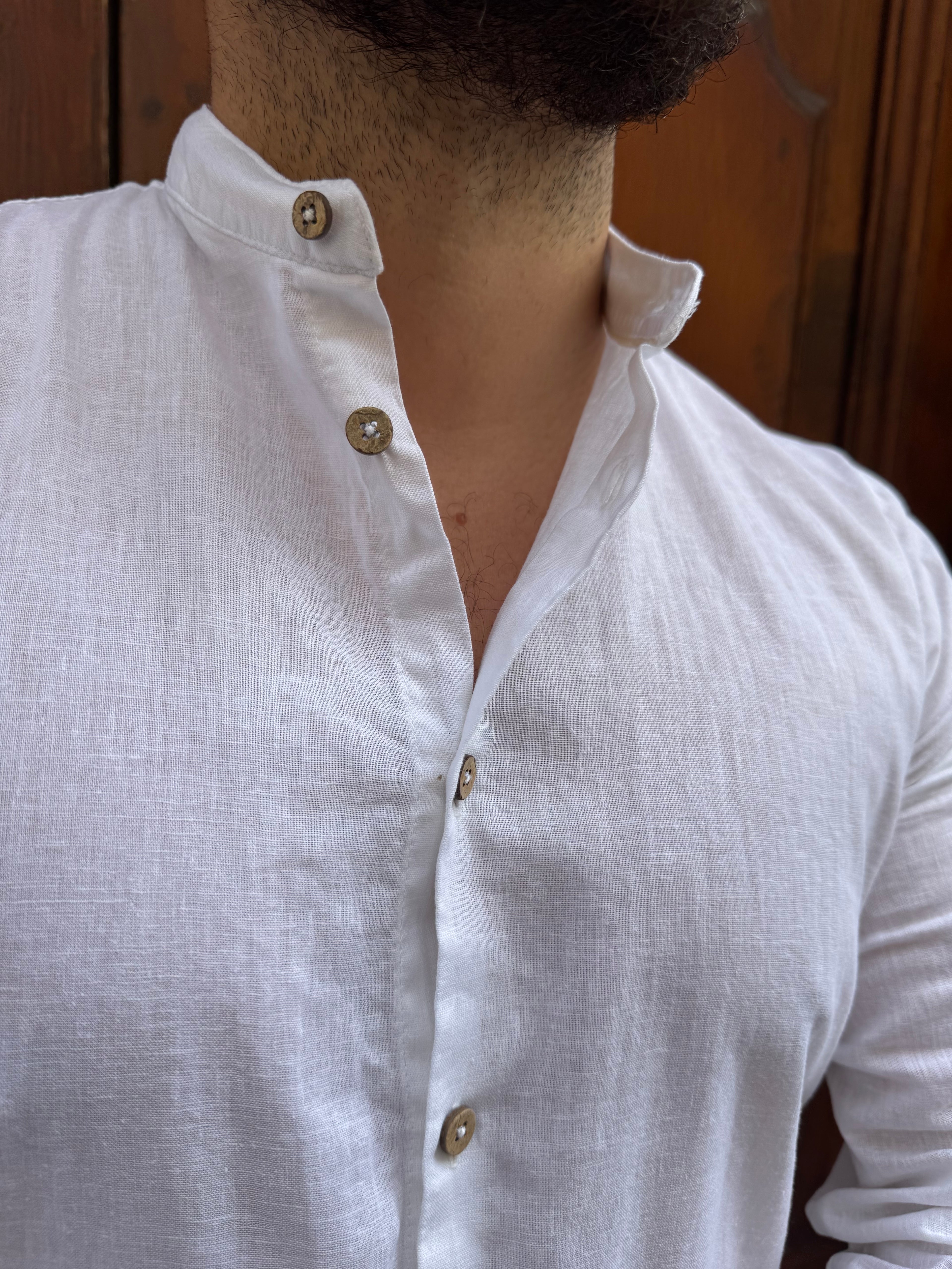 Camicia Lino coreana di Hamaki-Ho bianca