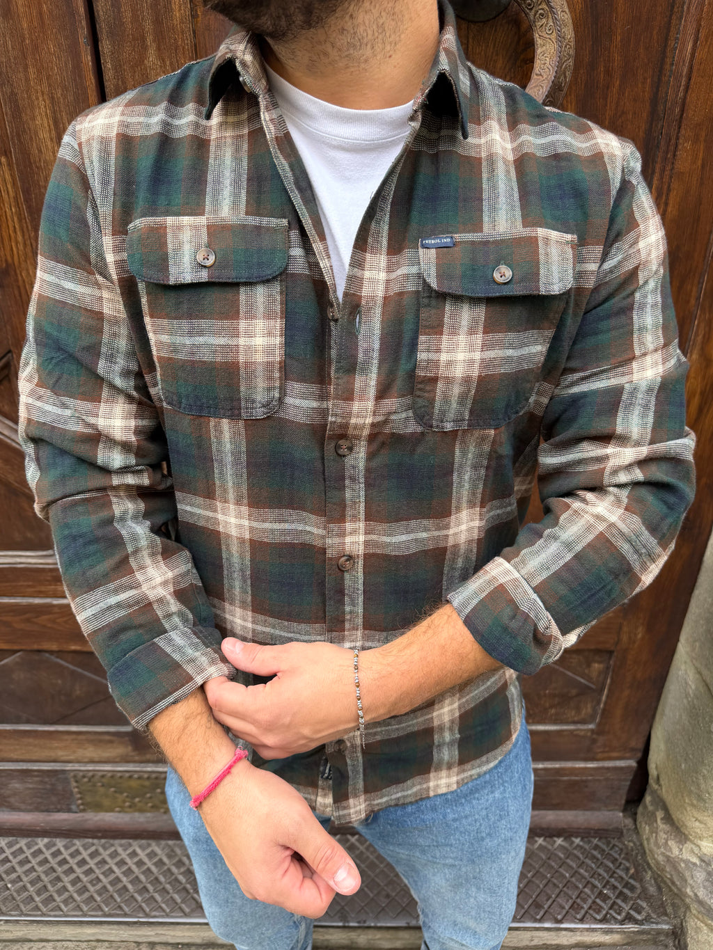 Camicia Quadro boscaiolo di Petrol verde