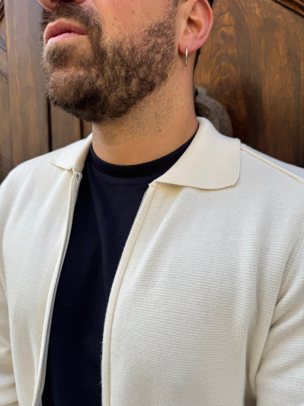 Cardigan Zip di Hamaki-Ho panna