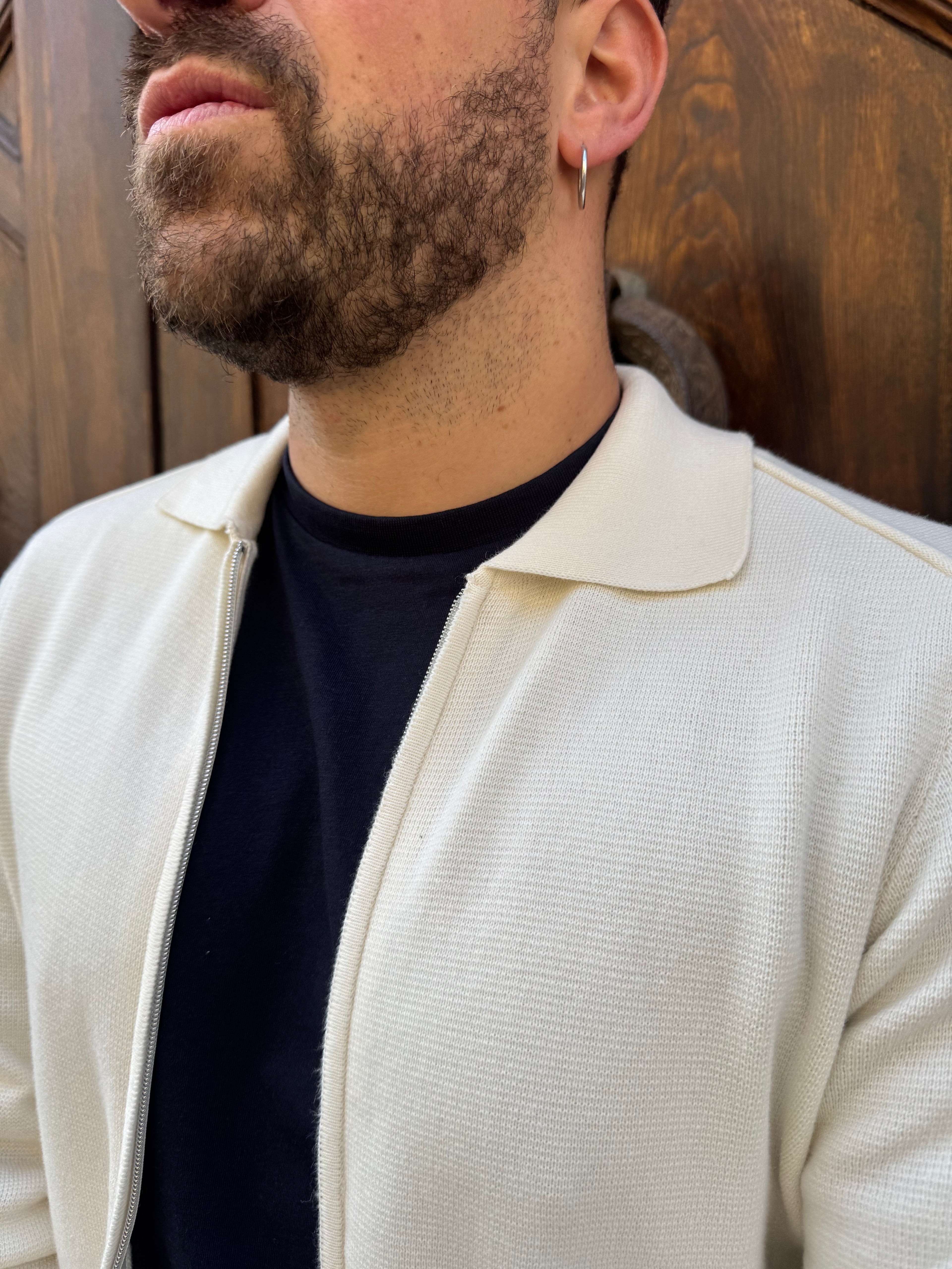 Cardigan Zip di Hamaki-Ho panna