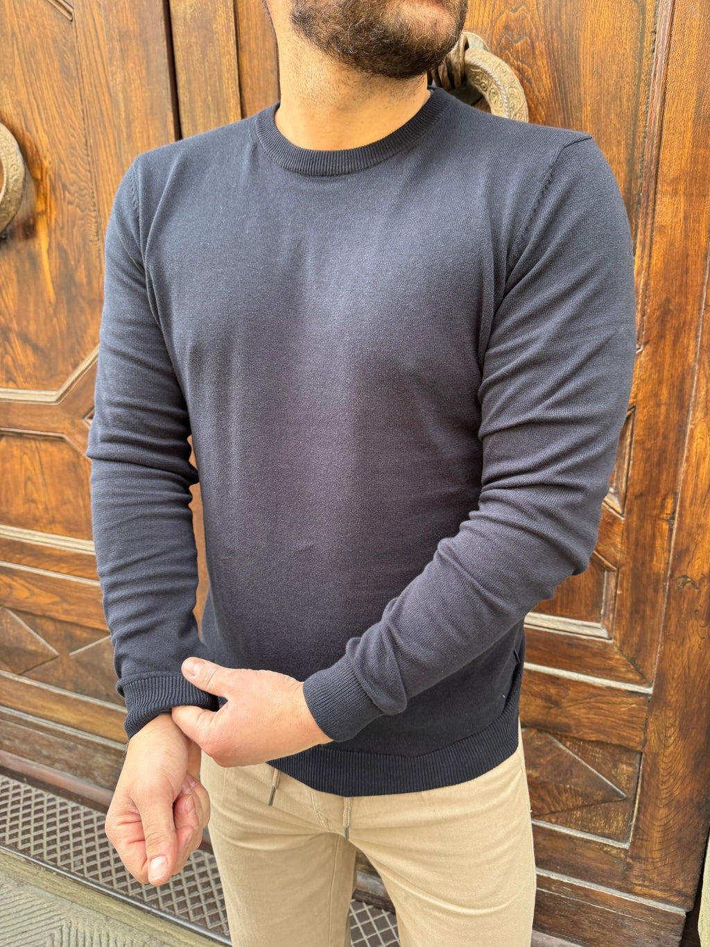 Maglioncino girocollo di Tiffosi blu navy