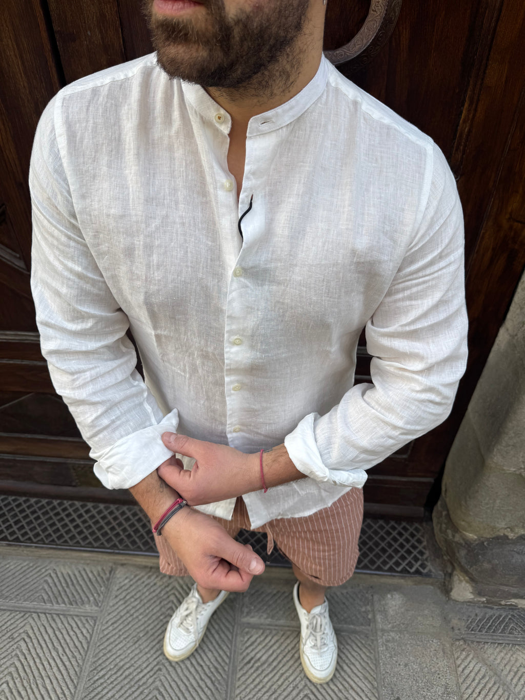 Camicia di Tréz in puro lino bianca