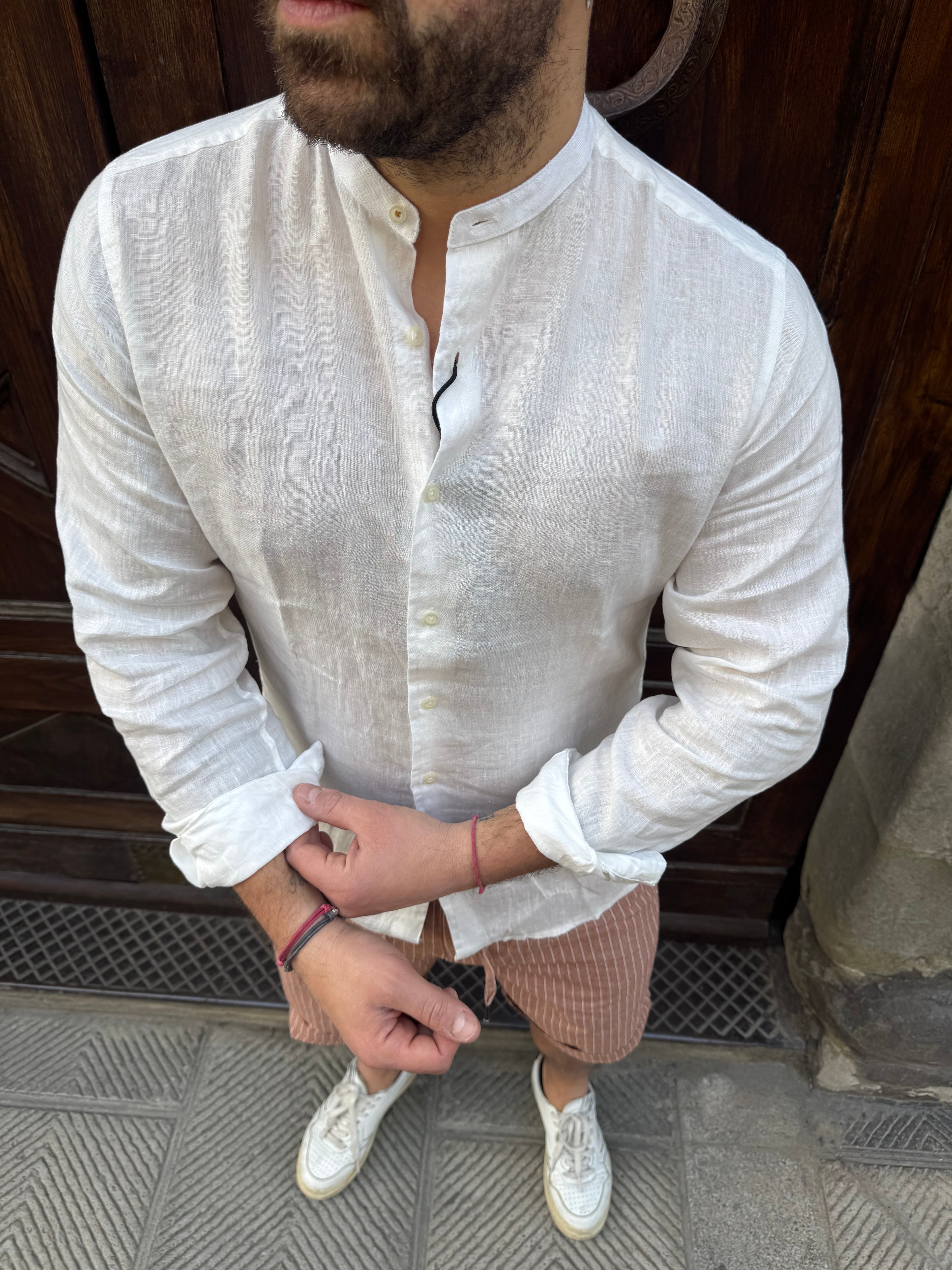 Camicia di Tréz in puro lino bianca