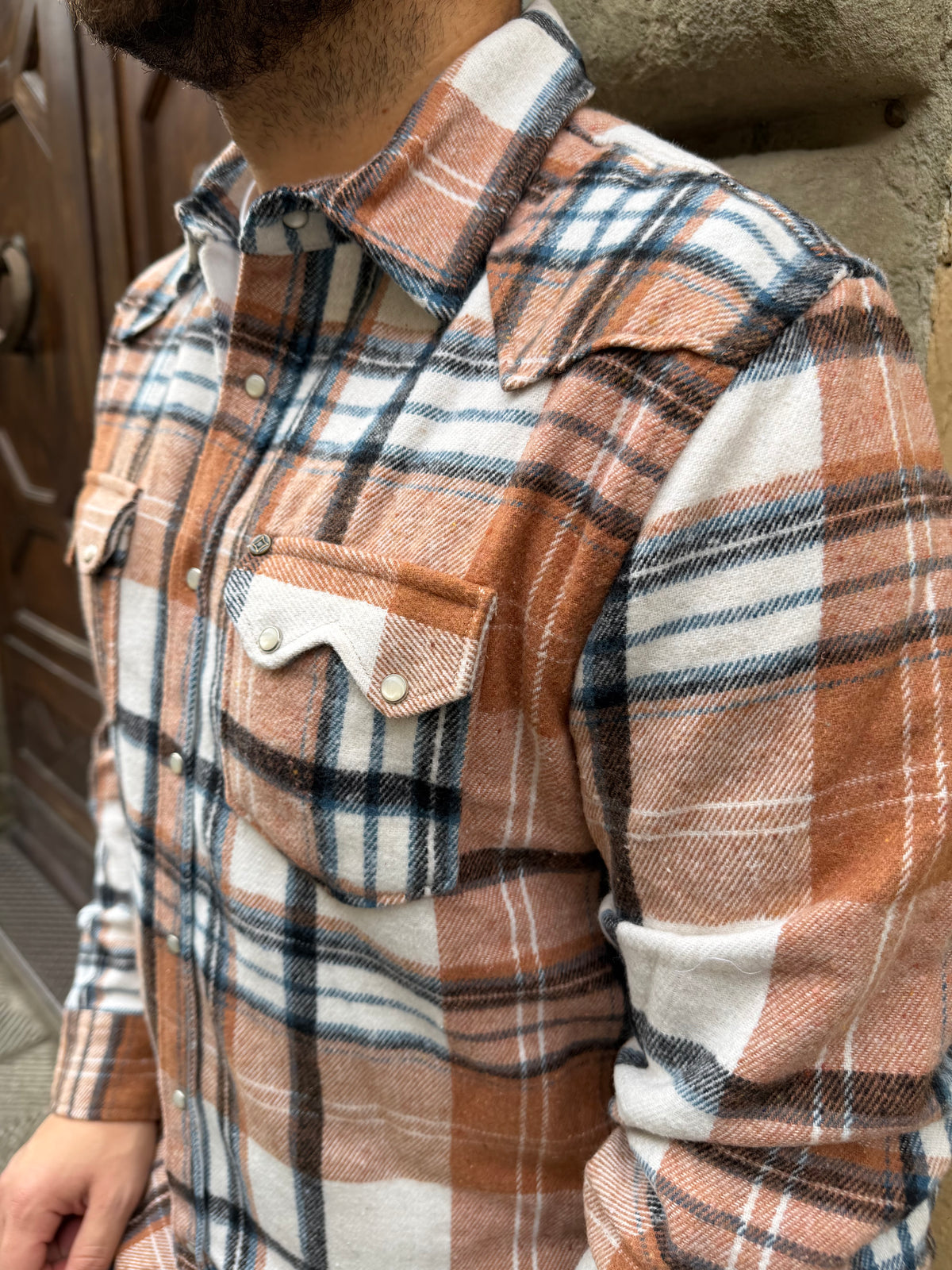 Camicia di Pont in flanella a quadri arancio